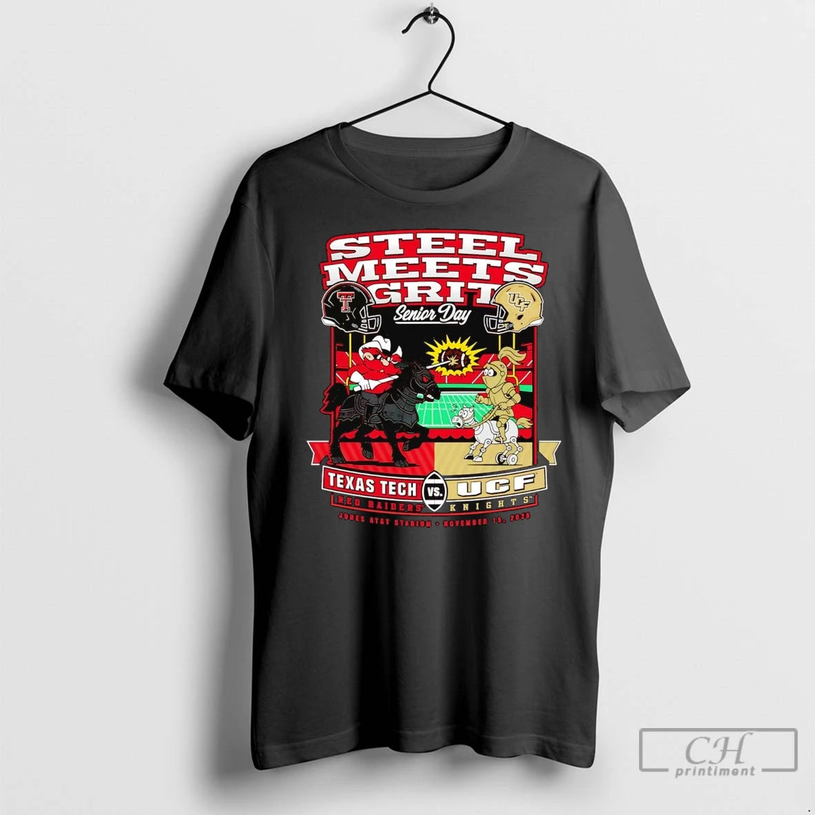 Premium Texas Tech Red Raiders Vs Ucf Knights Steel Meets Grit Senior Day 2025 Shirt Hoodie Sweatshirt | PurePodTees.com