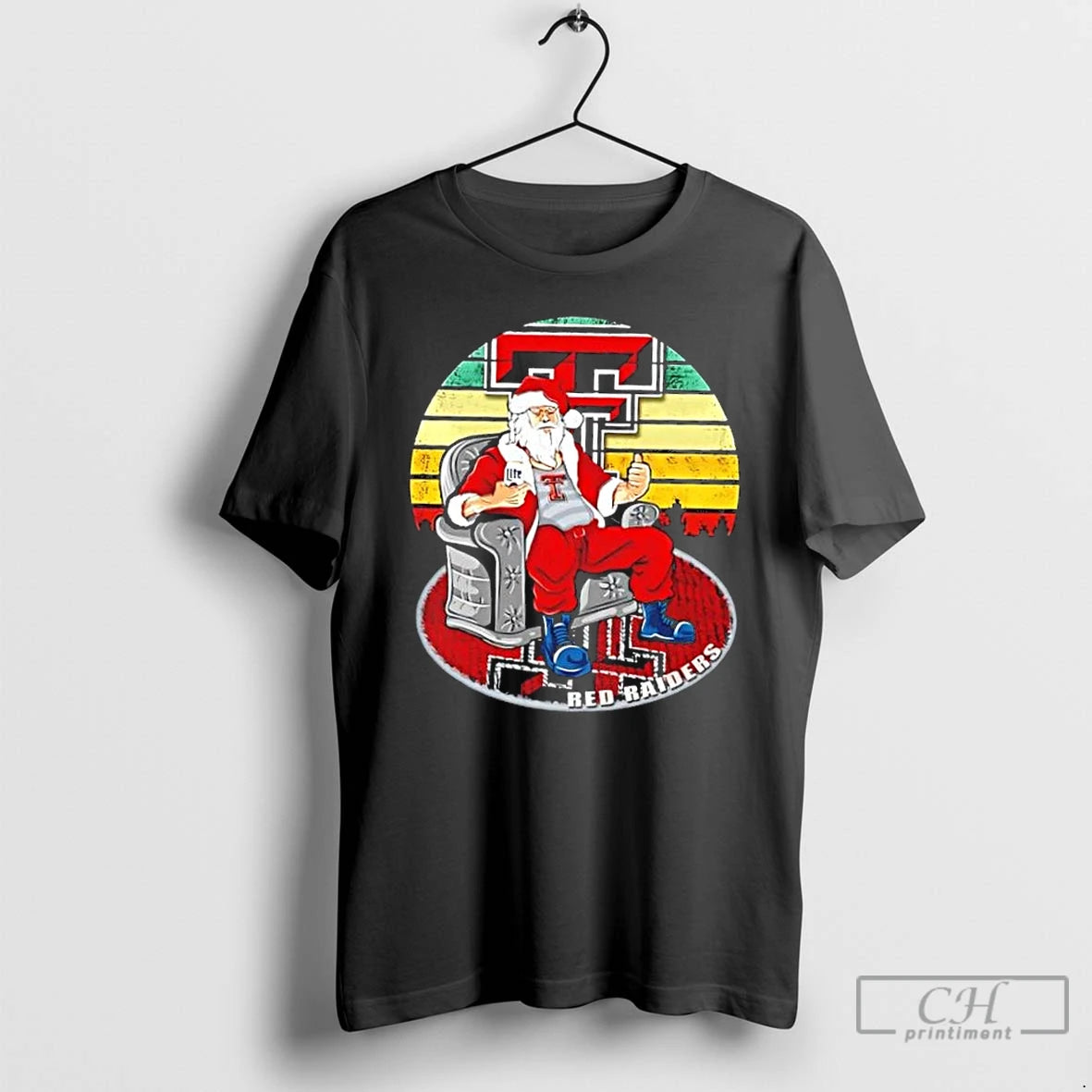 Premium Texas Tech Red Raiders X Santa Claus Christmas Vintage T Shirts Hoodie Sweatshirt | PurePodTees.com