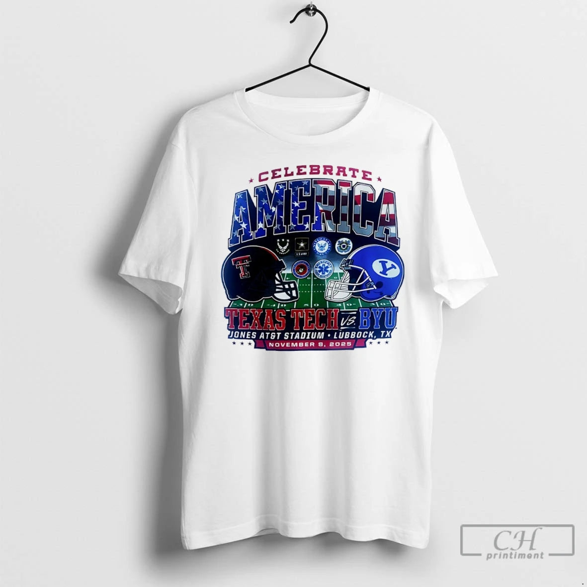 Premium Texas Tech Vs Byu 2025 Celebrate America Dueling Helmets Shirt Hoodie Sweatshirt | PurePodTees.com