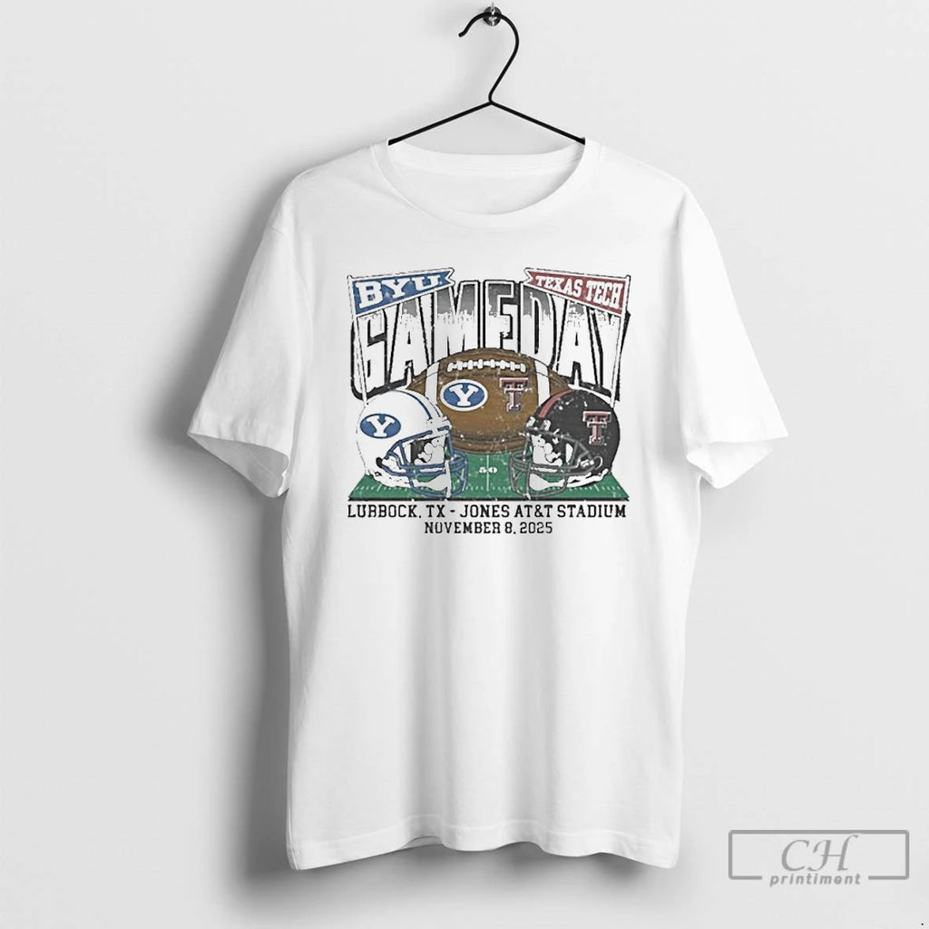 Premium Texas Tech Vs Byu 2025 Gameday Matchup Helmet T Shirts Hoodie Sweatshirt | PurePodTees.com
