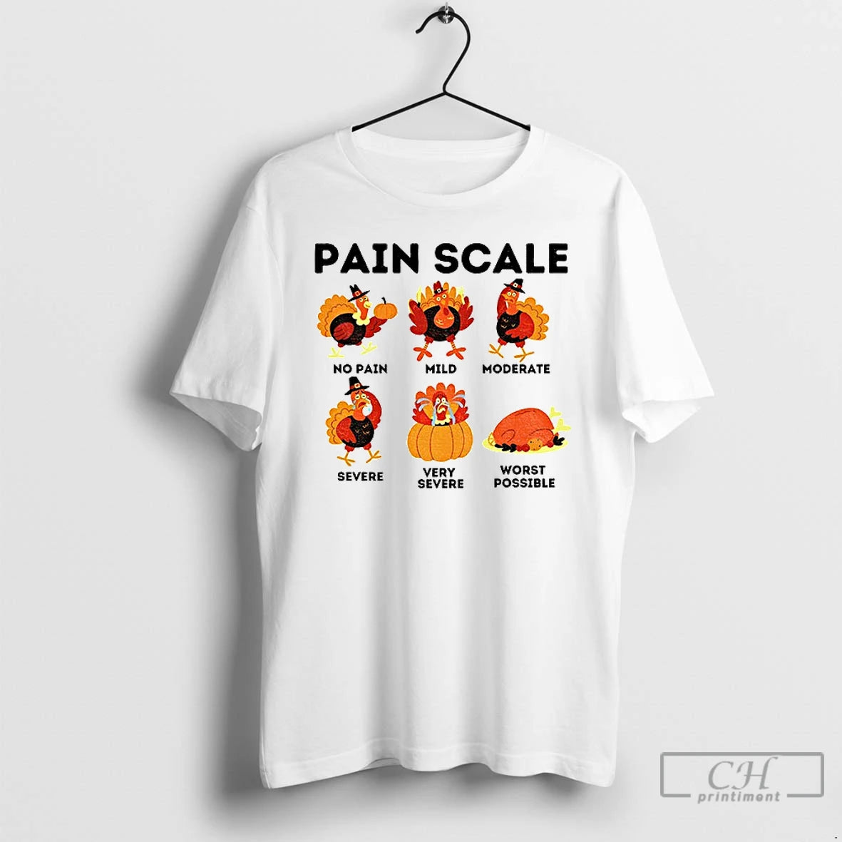 Premium Thanksgiving Nurse Pain Scale Healthcare Worker T Shirts Hoodie Sweatshirt | PurePodTees.com