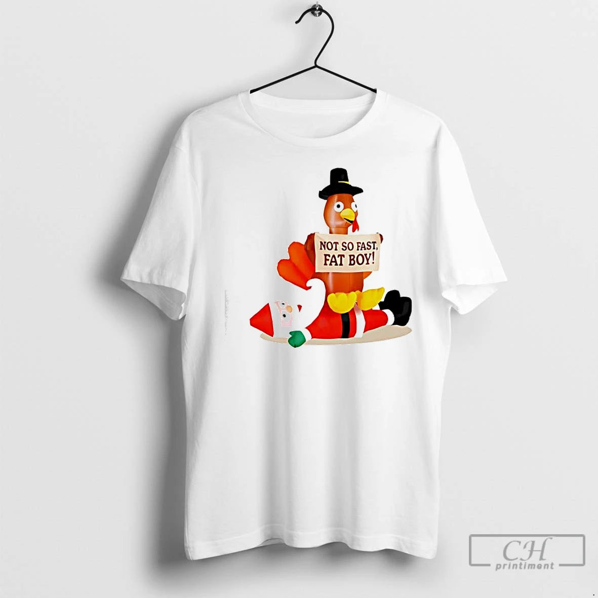 Premium Thanksgiving Santa Versus Turkey Not So Fast Fat Boy Shirt Hoodie Sweatshirt | PurePodTees.com