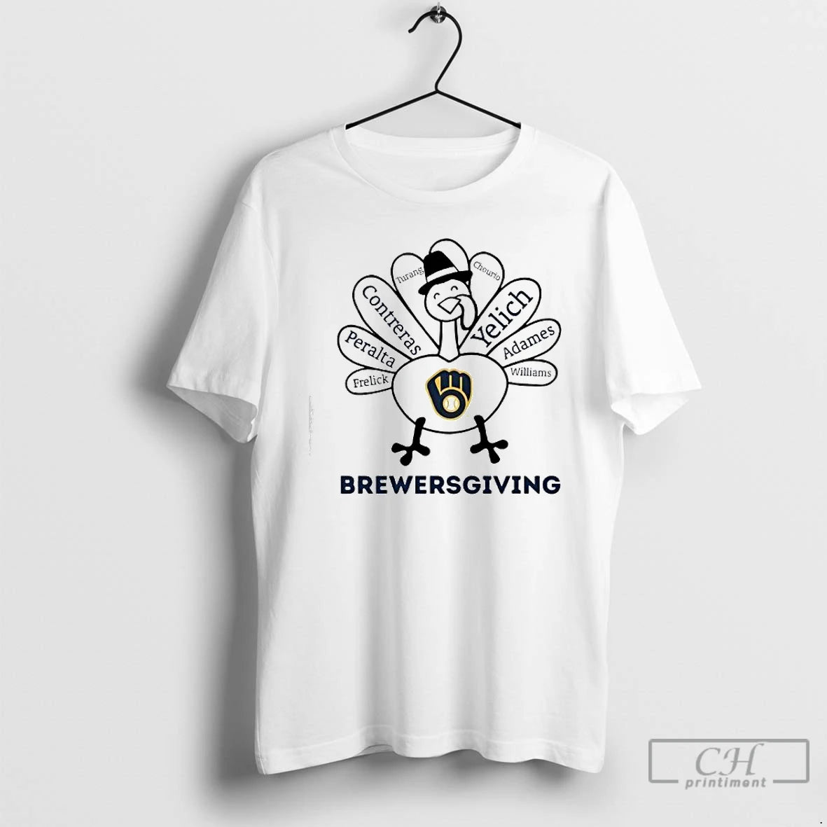 Premium Thanksgiving With Milwaukee Brewers Heroes T Shirts Hoodie Sweatshirt | PurePodTees.com