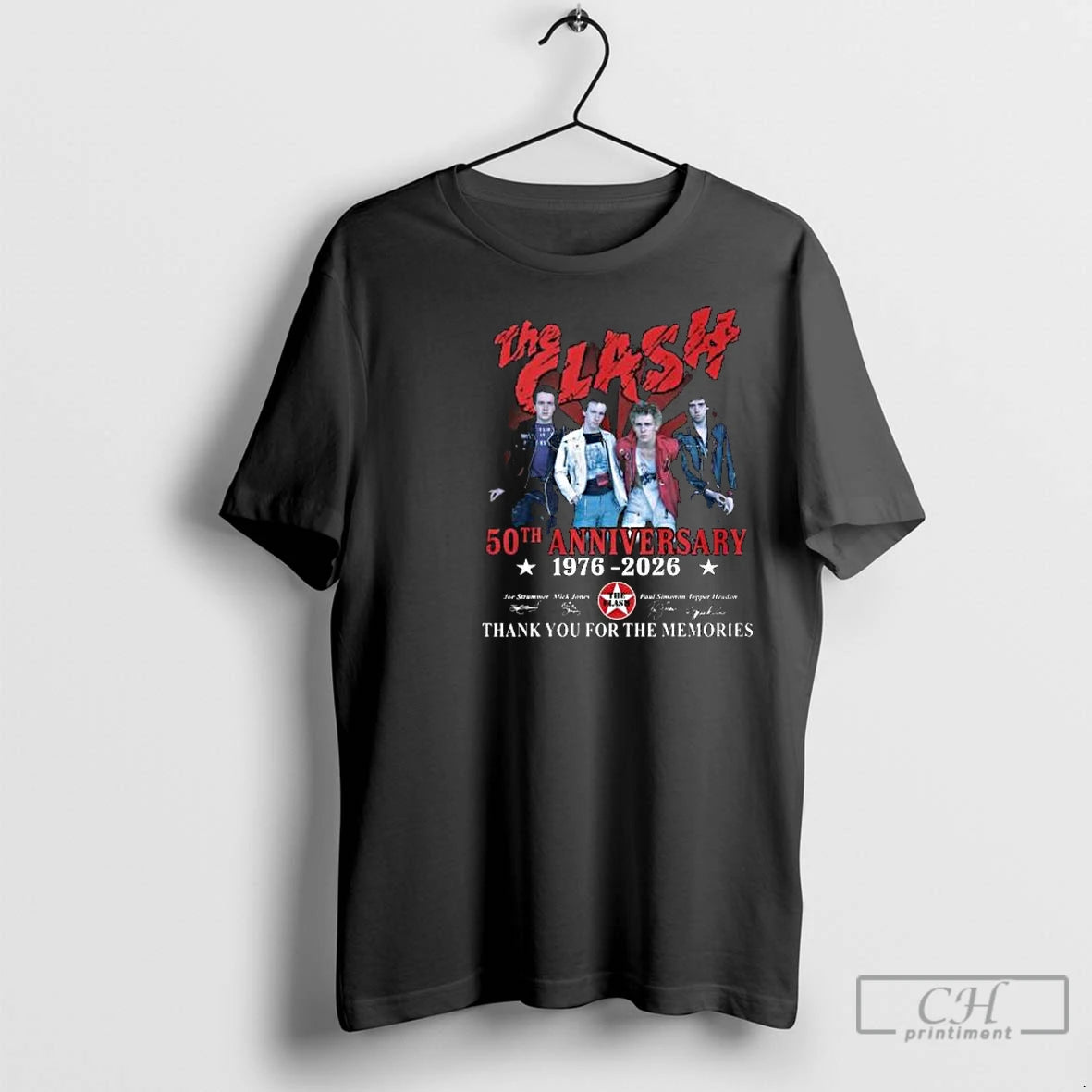 Premium The Clash 50th Anniversary 1976 2026 Signatures Thank You For The Memories Circle Black Shirt Hoodie Sweatshirt
