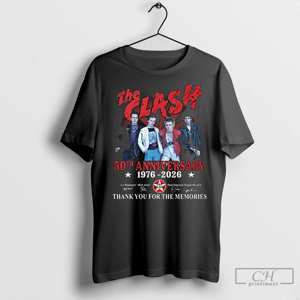 Premium The Clash 50th Anniversary 1976 2026 Signatures Thank You For The Memories Long Sleve Shirt Hoodie Sweatshirt