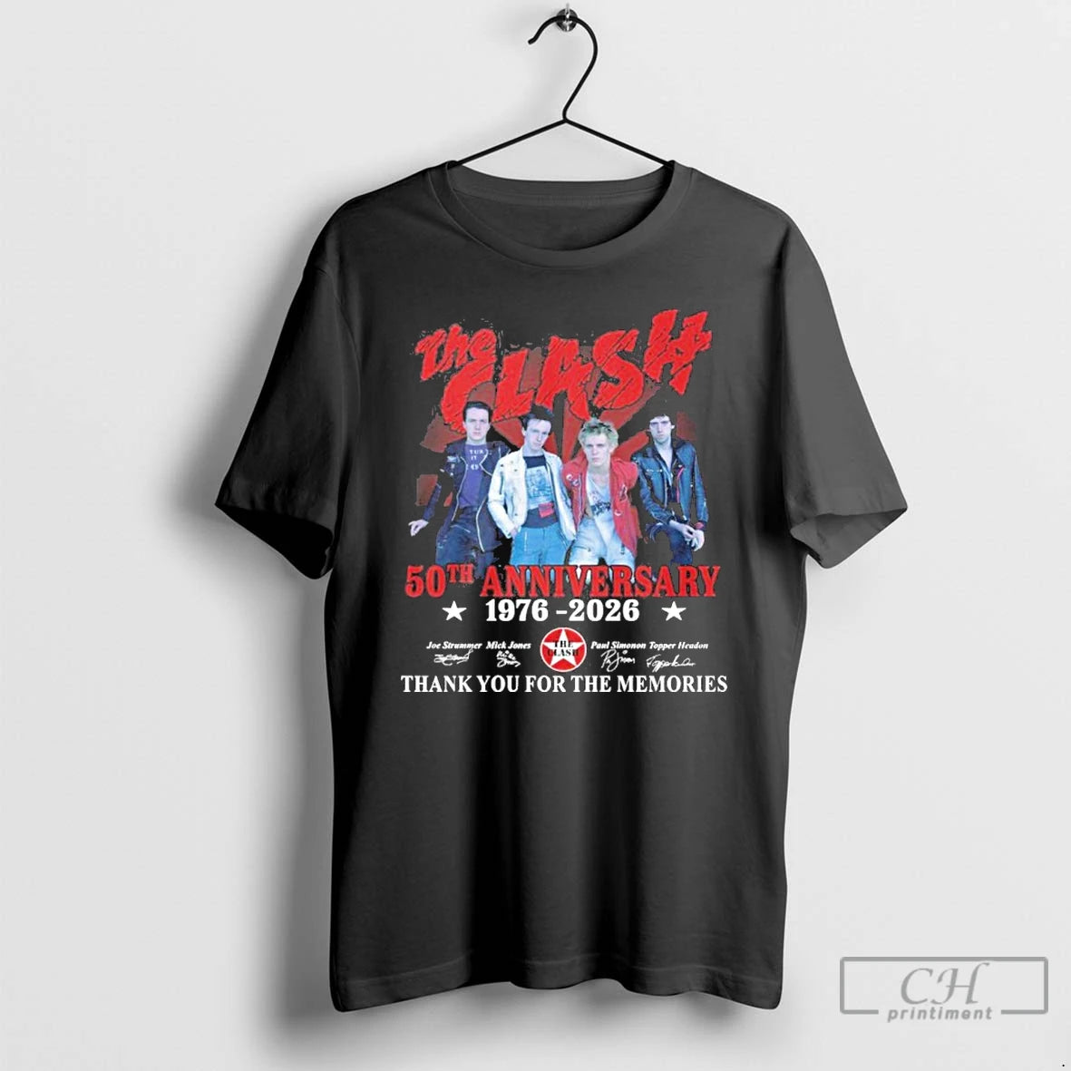 Premium The Clash Band 50th Anniversary 1976 2026 Thank You For The Memories T Shirts Hoodie Sweatshirt | PurePodTees.com