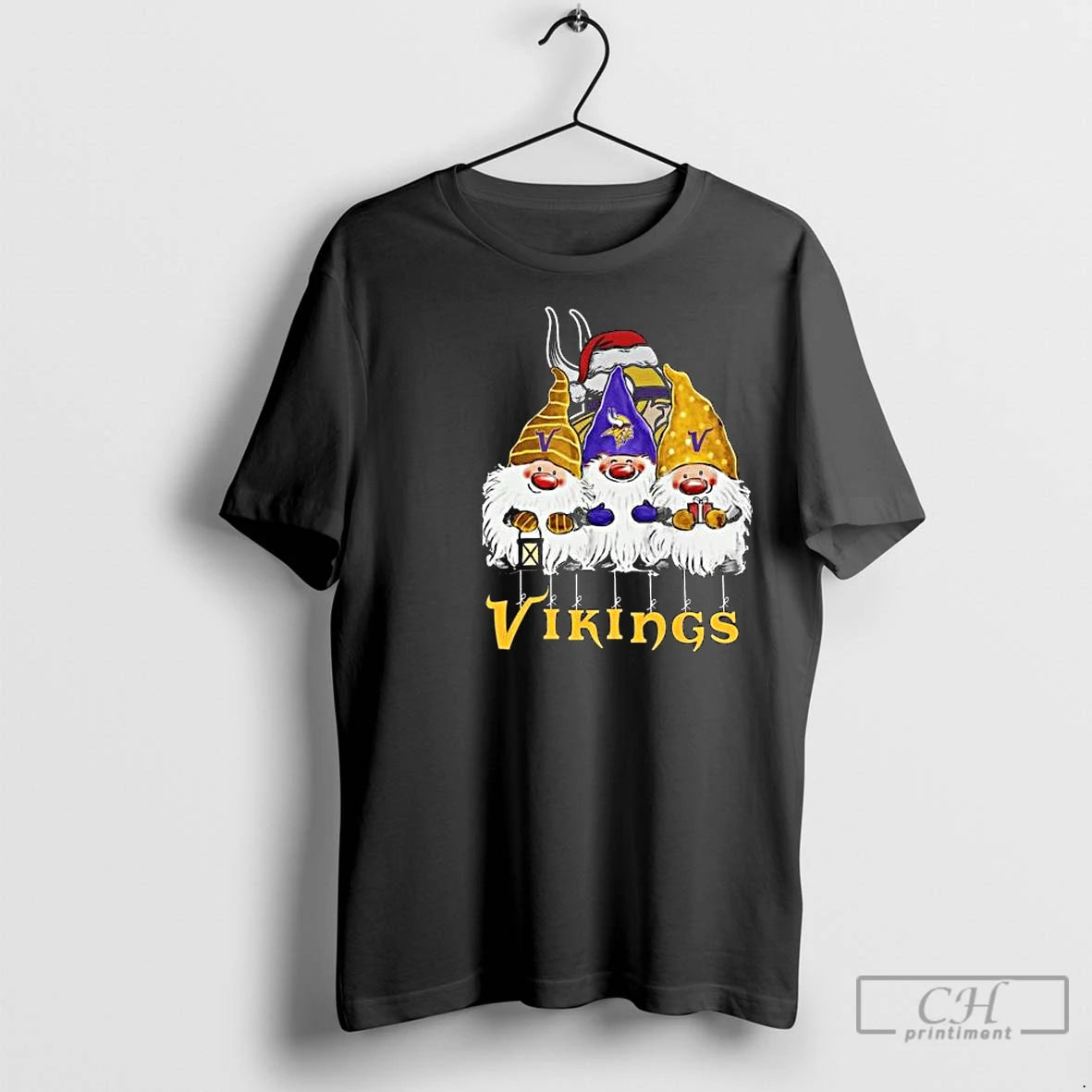 Premium The Gnomes X Minnesota Vikings Merry Christmas 2025 Circle Black Shirt Hoodie Sweatshirt | PurePodTees.com