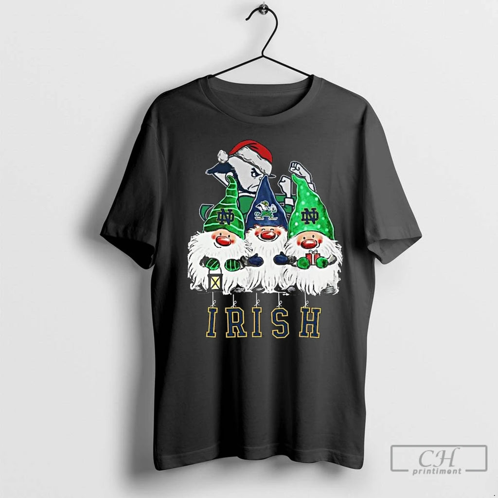 Premium The Gnomes X Notre Dame Fighting Irish Merry Christmas 2025 Long Sleve Shirt Hoodie Sweatshirt | PurePodTees.com