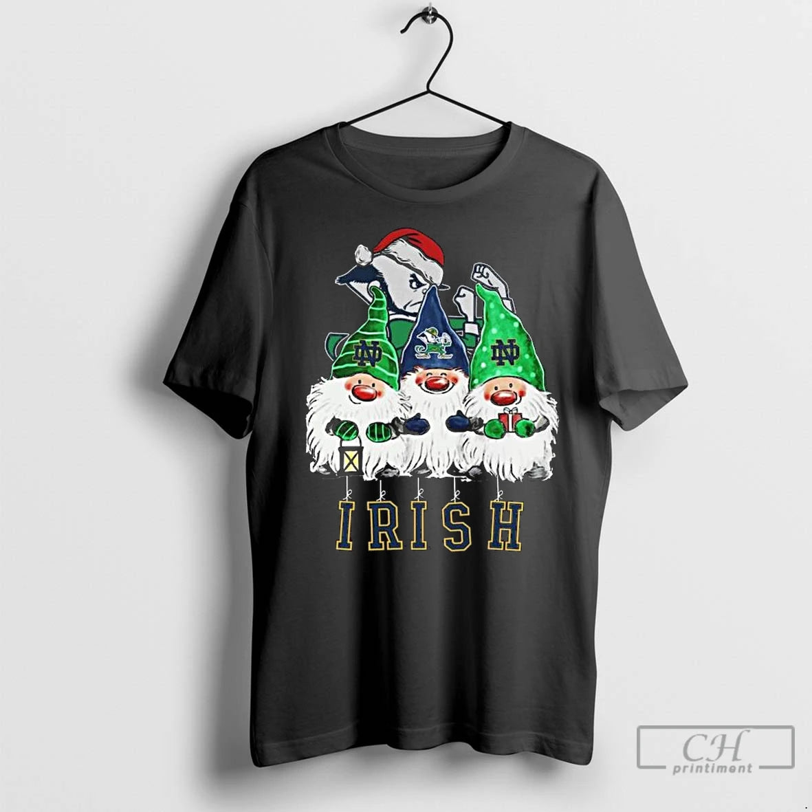 Premium The Gnomes X Notre Dame Fighting Irish Merry Christmas 2025 Long Sleve Shirt Hoodie Sweatshirt | PurePodTees.com