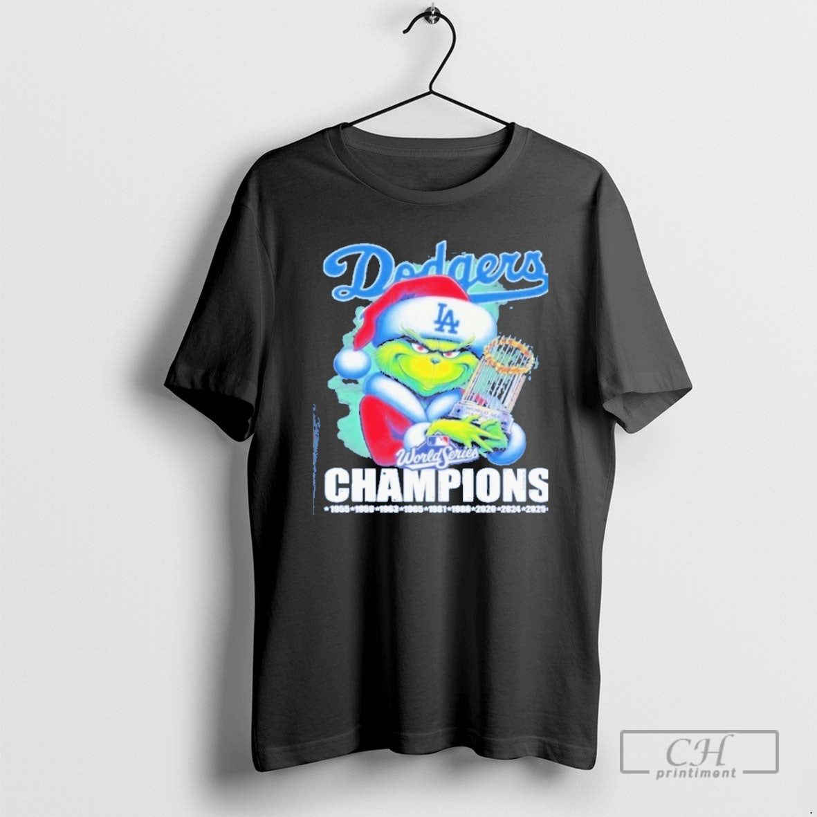 Premium The Grinch Los Angeles Dodgers World Series Champions 2025 Christmas Hug Trophy Mlb Shirt Hoodie Sweatshirt