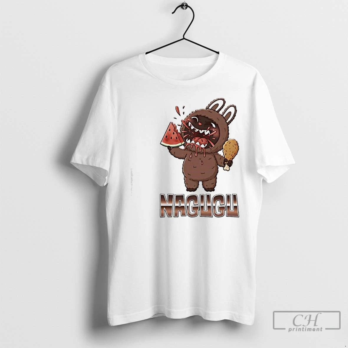 Premium The Monsters Labubu Nagugu Watermelon Fried Chicken Graphic Shirt Hoodie Sweatshirt | PurePodTees.com