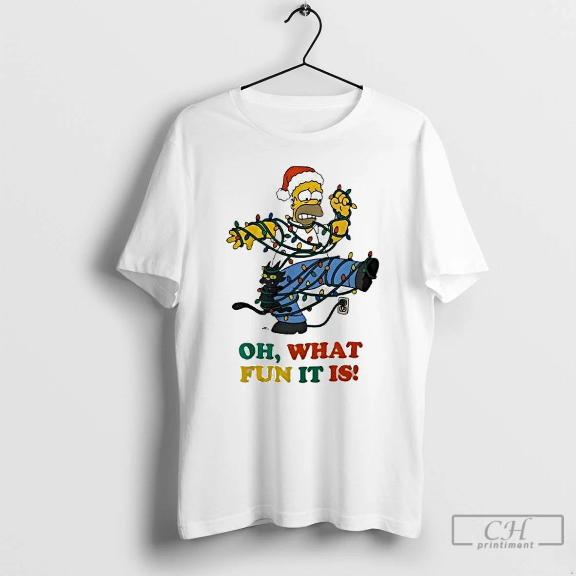 Premium The Simpsons Lights Christmas Oh What Fun It Is T Shirts Hoodie Sweatshirt | PurePodTees.com