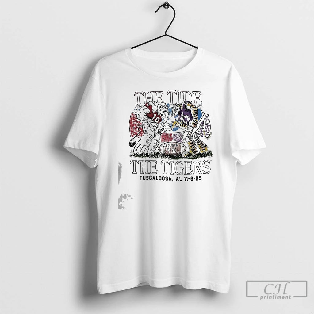 Premium The Tide Vs The Tigers Tuscaloosa Al 11 8 25 T Shirts Hoodie Sweatshirt | PurePodTees.com