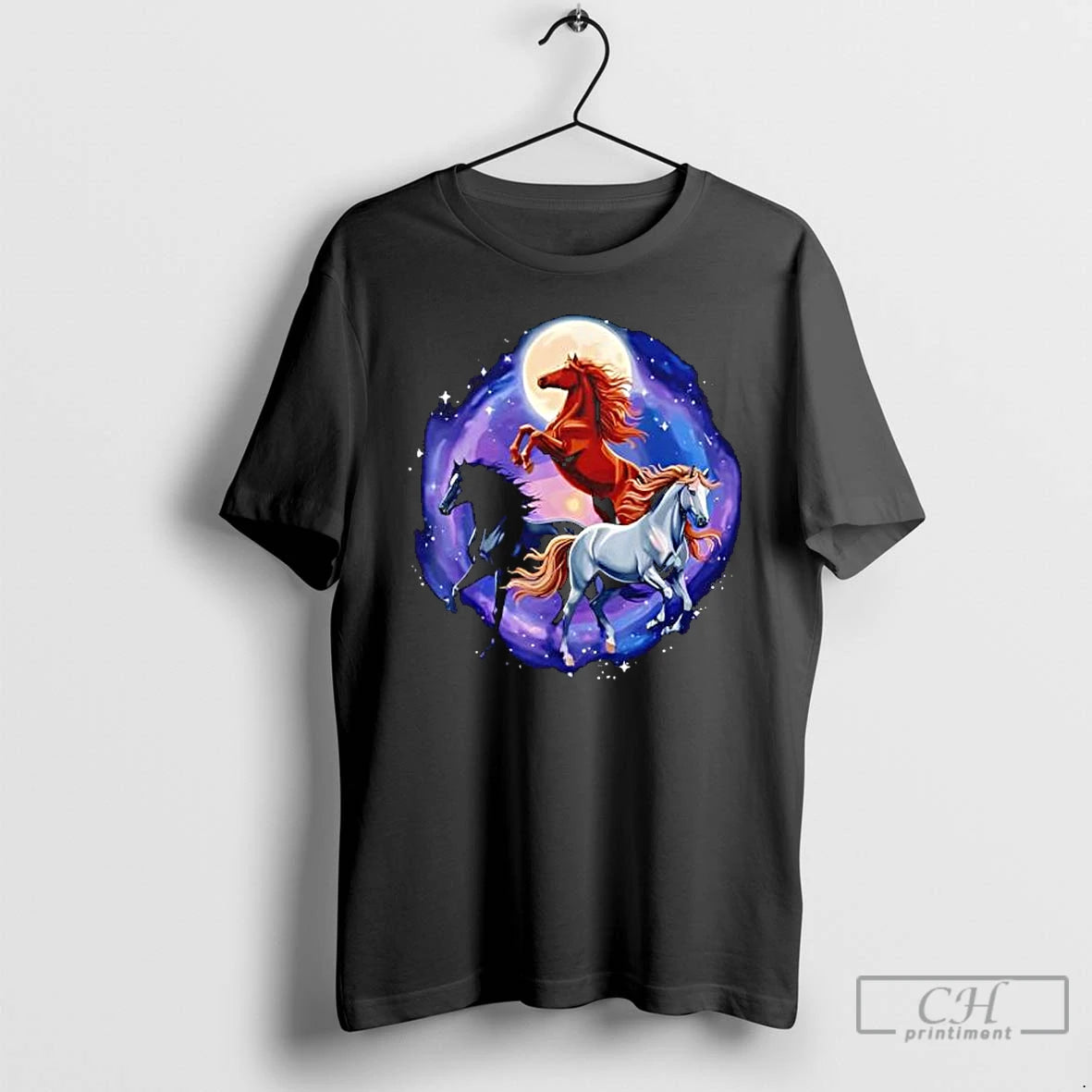 Premium Three Moon Funny Horse T Shirts Hoodie Sweatshirt | PurePodTees.com
