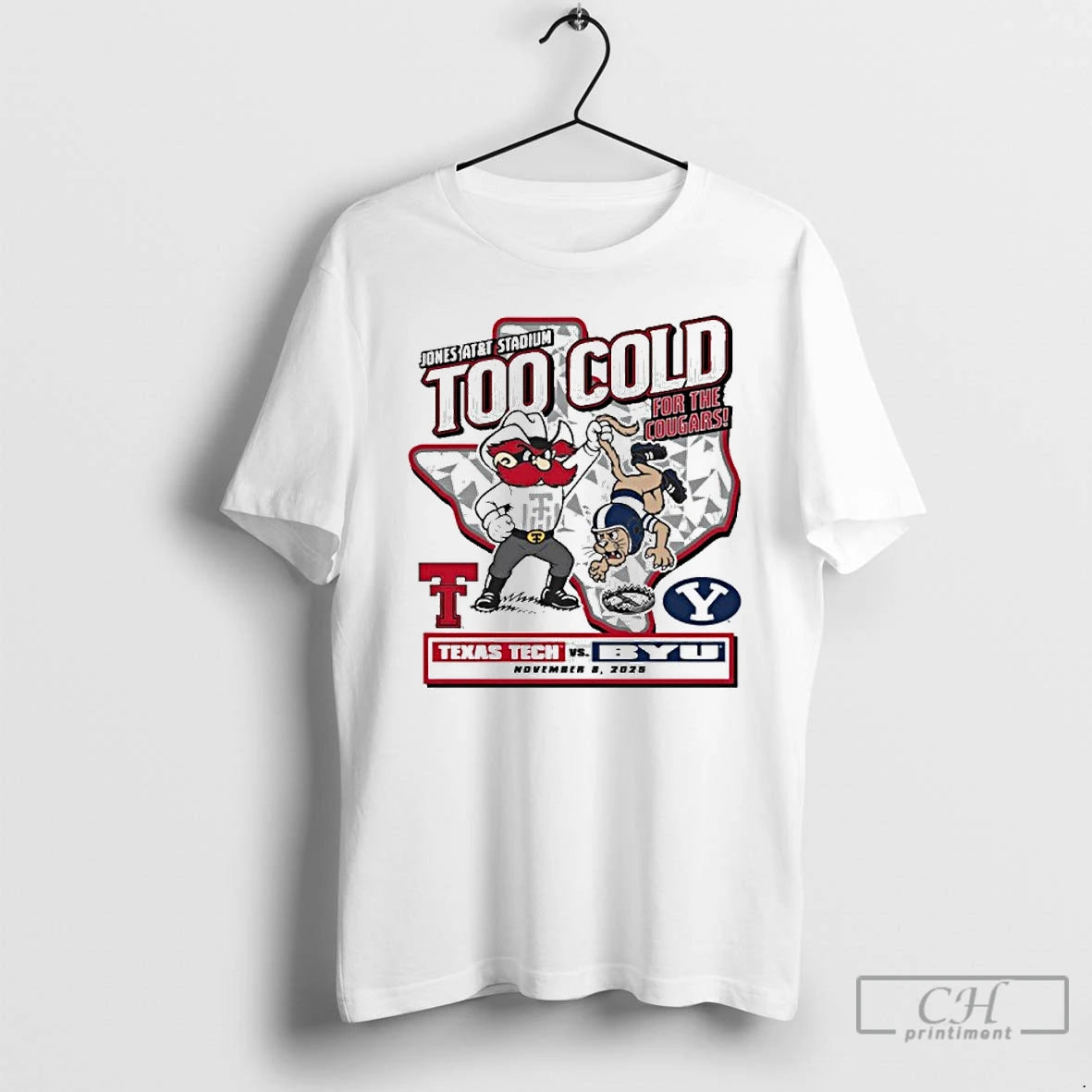 Premium Too Cold Gameday Texas Tech Vs Byu November 8 2025 T Shirts Hoodie Sweatshirt | PurePodTees.com