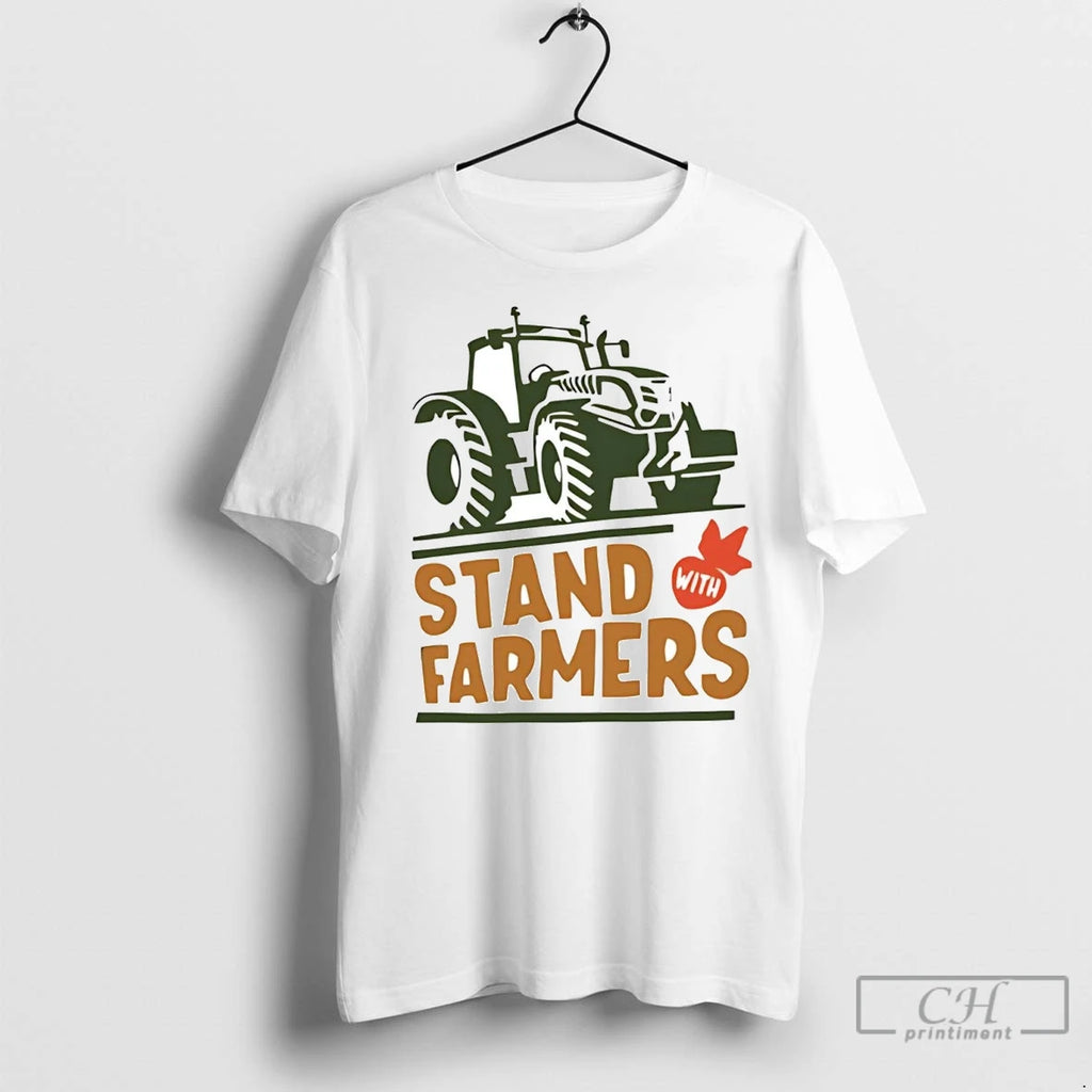 Premium Tractor Stand With Farmers Shirt Hoodie Sweatshirt | PurePodTees.com