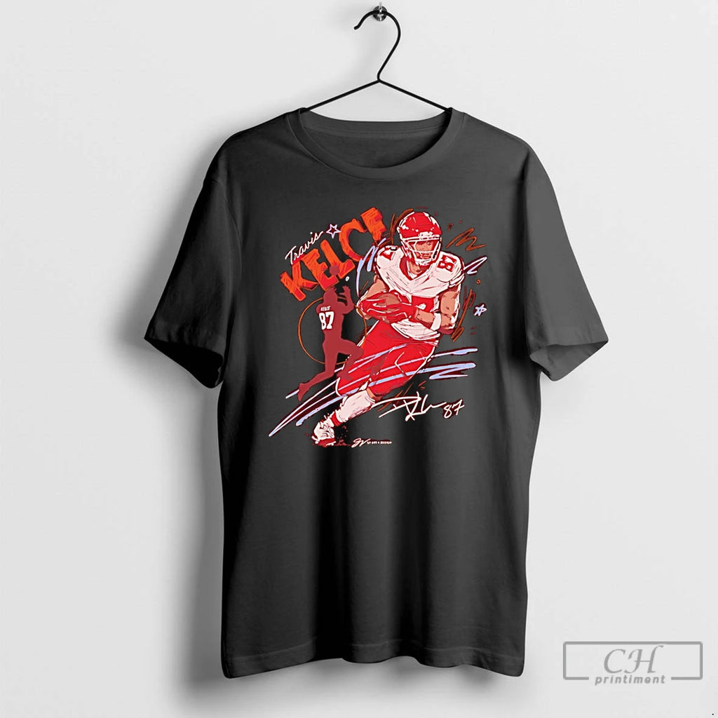 Premium Travis Kelce Kansas City Chiefs Scribble Signature T Shirts Hoodie Sweatshirt | PurePodTees.com