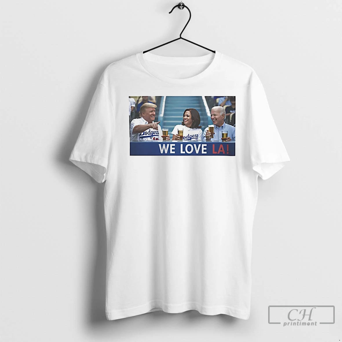 Premium Trump Biden Kamala We Love La Dodgers Shirt Hoodie Sweatshirt | PurePodTees.com