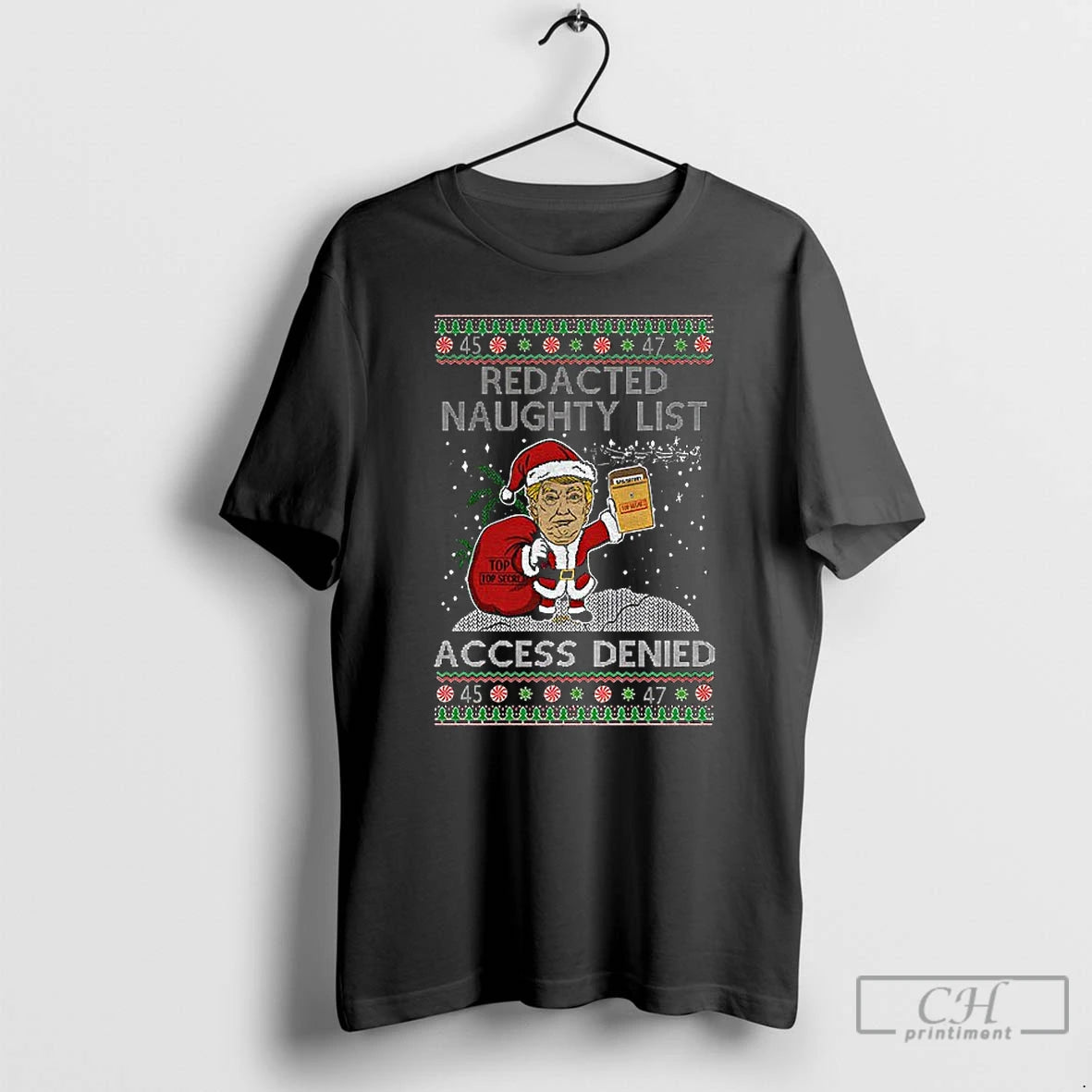 Premium Trump Redacted Naughty List Access Denied Ugly Christmas Shirt Hoodie Sweatshirt | PurePodTees.com