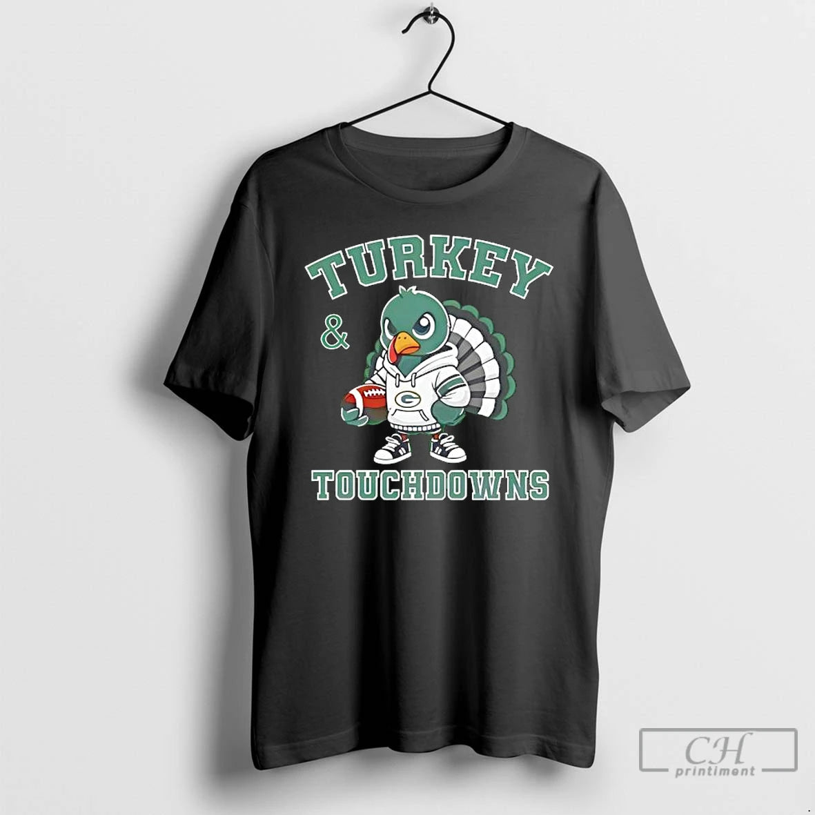 Premium Turkey Touchdowns Green Bay Packers Thanksgiving T Shirts Hoodie Sweatshirt | PurePodTees.com