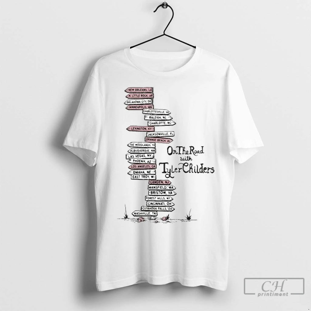 Premium Tyler Childers On The Road Tour 2025 Circle White Shirt Hoodie Sweatshirt | PurePodTees.com