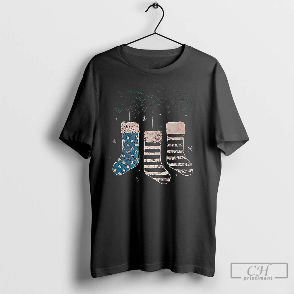 Premium Usa Stockings Hanging On Christmas Branches Shirt Hoodie Sweatshirt | PurePodTees.com