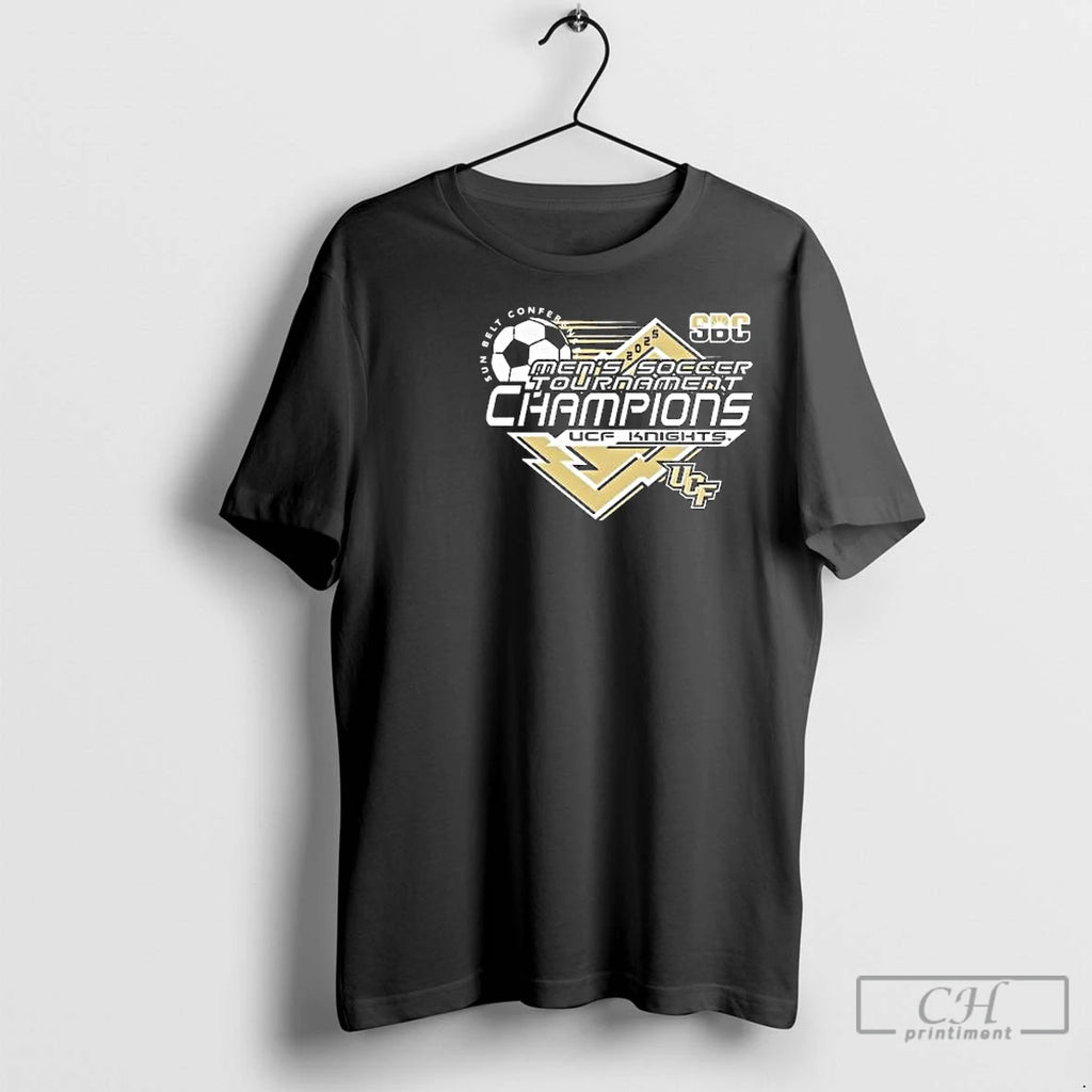 Premium Ucf Knights 2025 Sun Belt Conference Mens Soccer Tournament Champions Circle Black Shirt Hoodie Sweatshirt