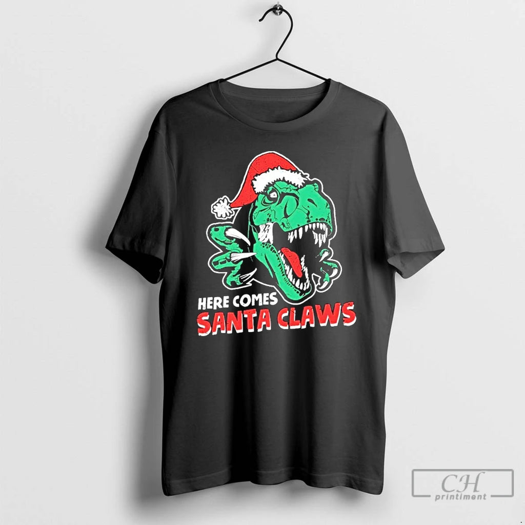 Premium Ugly Xmas Dinosaur Here Comes Santa Claws Claus Shirt Hoodie Sweatshirt | PurePodTees.com
