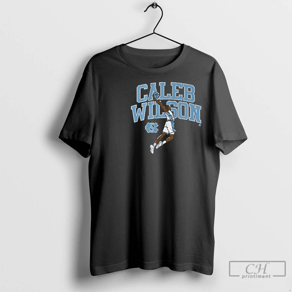 Premium Unc Basketball Caleb Wilson Name Pose Circle Black Shirt Hoodie Sweatshirt | PurePodTees.com