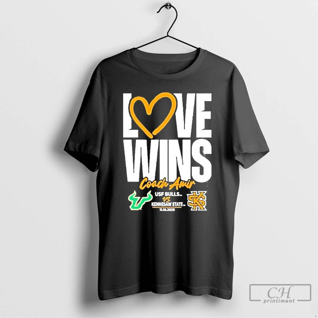 Premium Usf Vs Kennesaw State Love Wins Coach Amir Shirt Hoodie Sweatshirt | PurePodTees.com