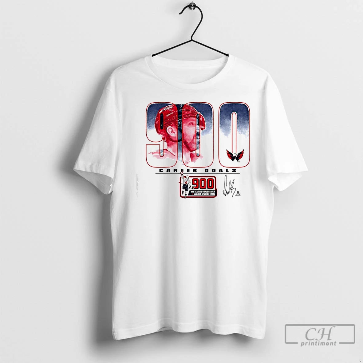Premium Washington Capitals Alexander Ovechkin Red 900th Career Goal Signature Shirt Hoodie Sweatshirt | PurePodTees.com