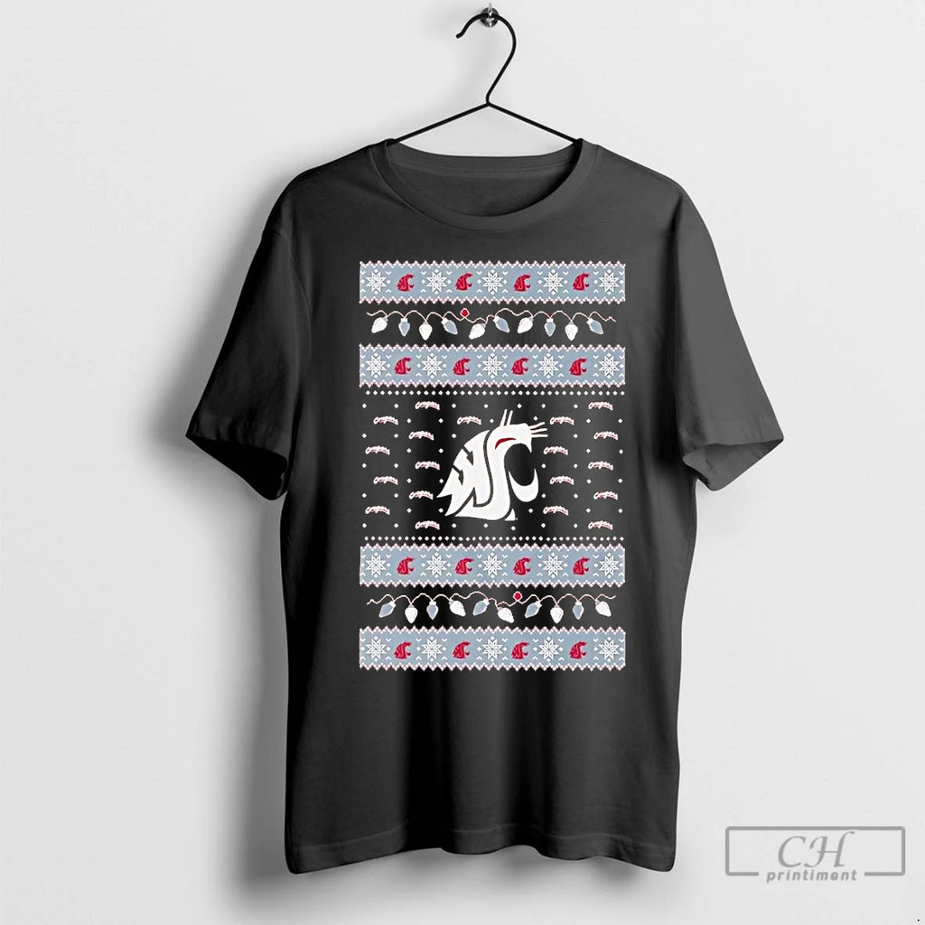 Premium Washington State Cougars Ugly Christmas Light Shirt Hoodie Sweatshirt | PurePodTees.com