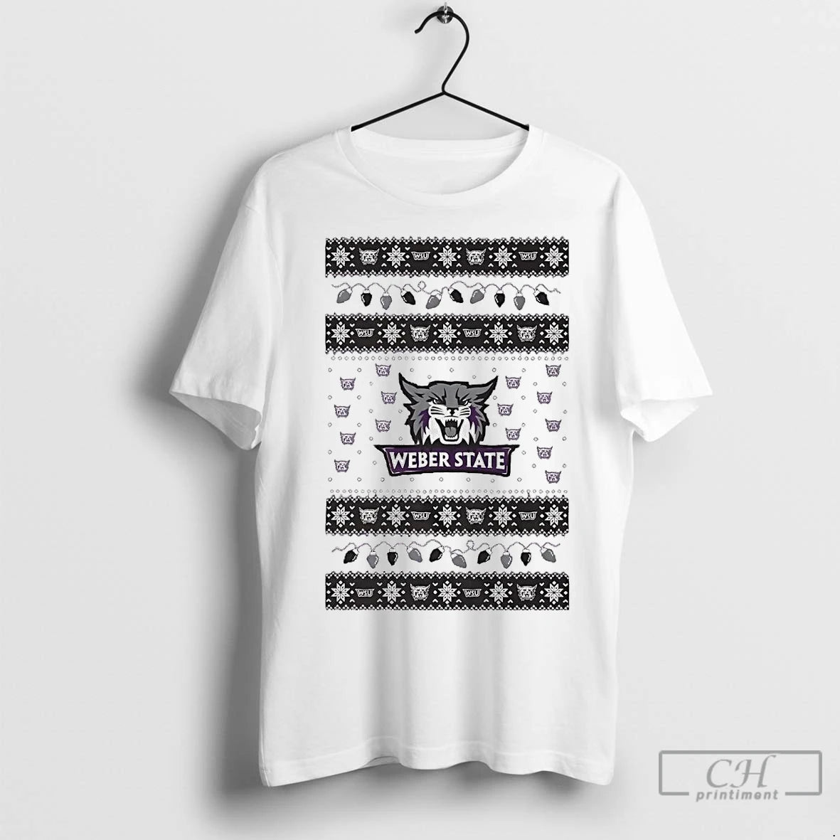 Premium Weber State Wildcats Ugly Christmas Light Shirt Hoodie Sweatshirt | PurePodTees.com