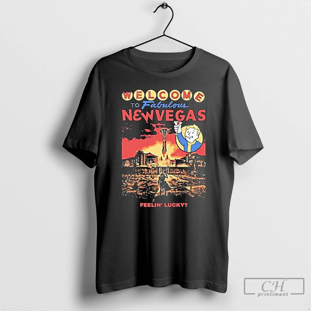 Premium Welcome To Fabulous New Vegas Feelin Lucky Graphic T Shirts Hoodie Sweatshirt | PurePodTees.com