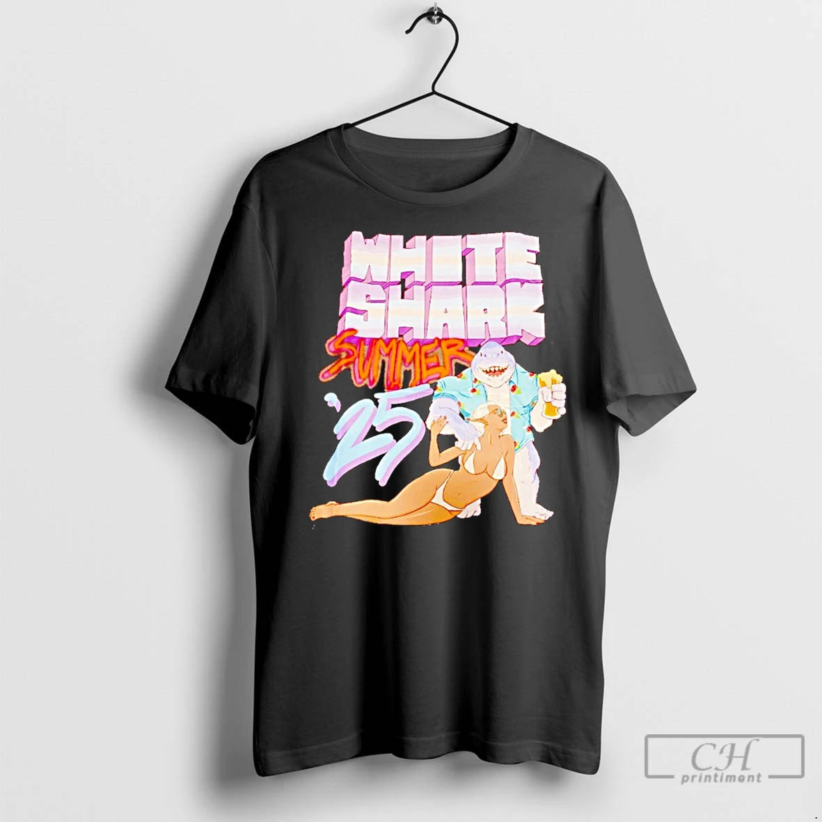Premium White Shark Summer 2025 Shirt Hoodie Sweatshirt | PurePodTees.com