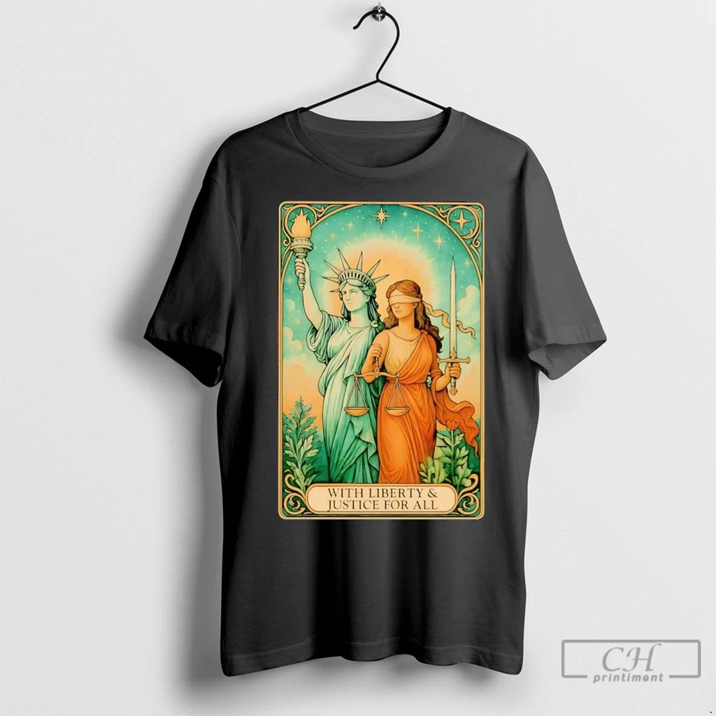Premium With Liberty And Justice For All Tarot Card Shirt Hoodie Sweatshirt | PurePodTees.com