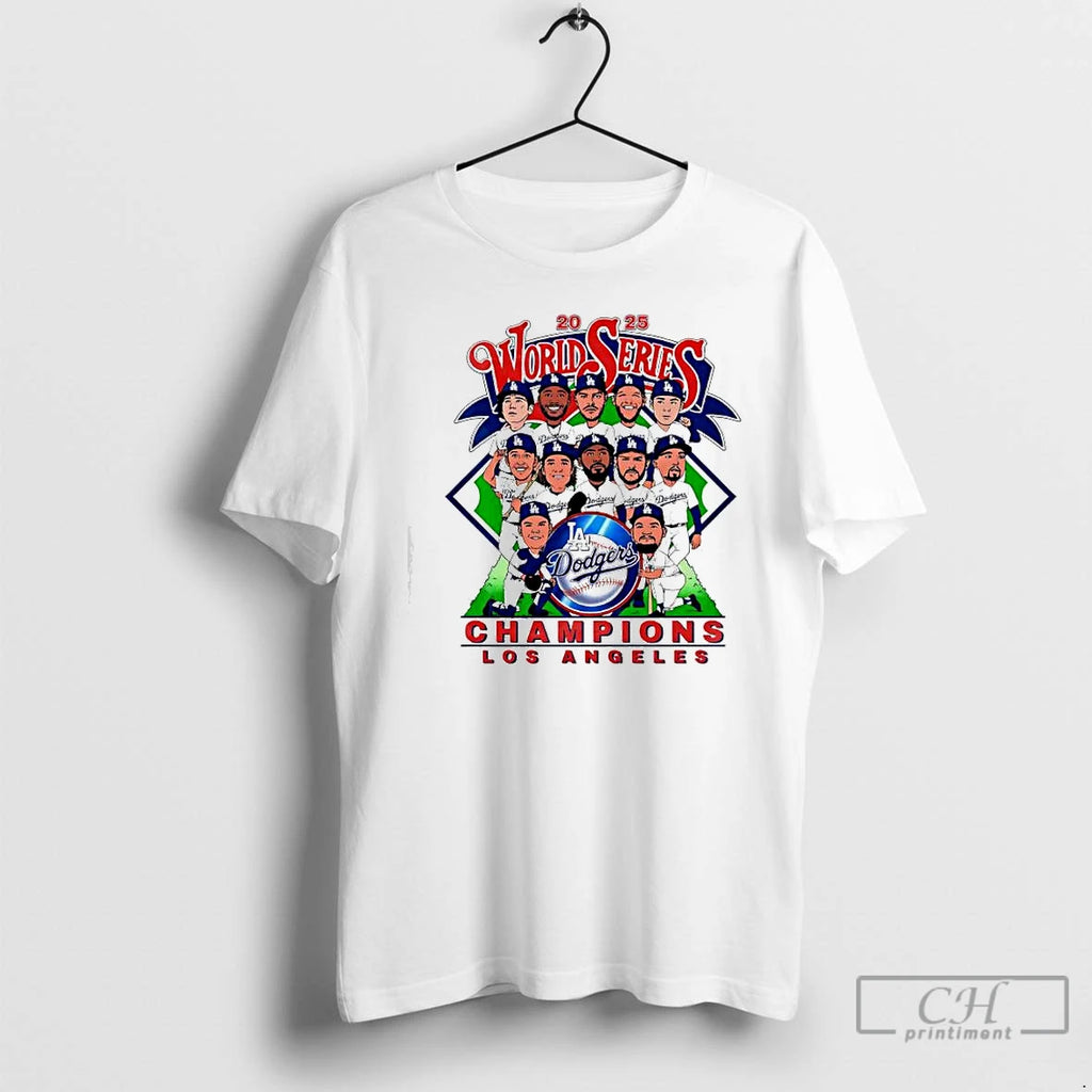 Premium World Series Champs 20256 Los Angeles Dodgers Players Cartoon Caricatures T Shirts Hoodie Sweatshirt