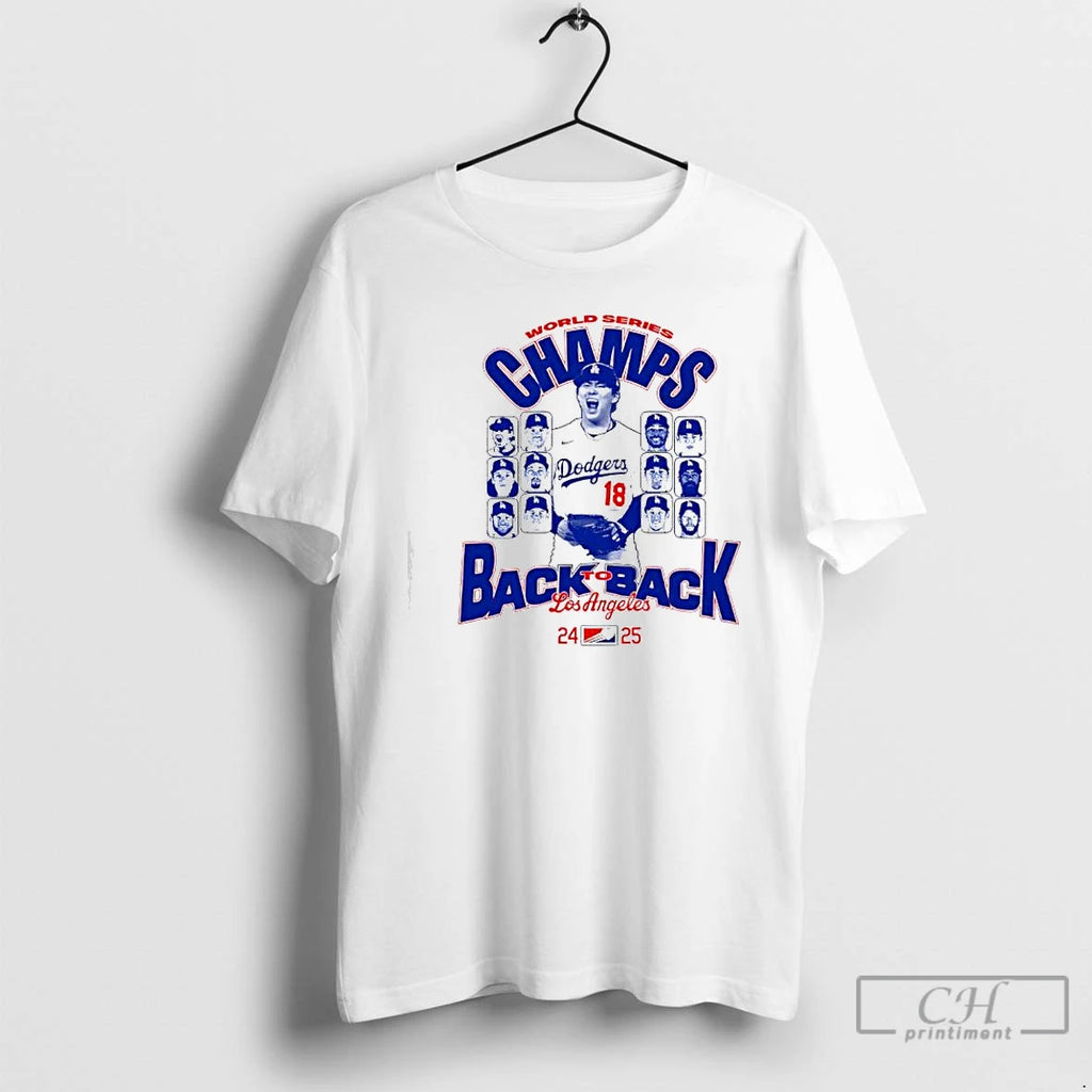Premium World Series Champs Los Angeles Dodgers Back To Back Players T Shirts Hoodie Sweatshirt | PurePodTees.com