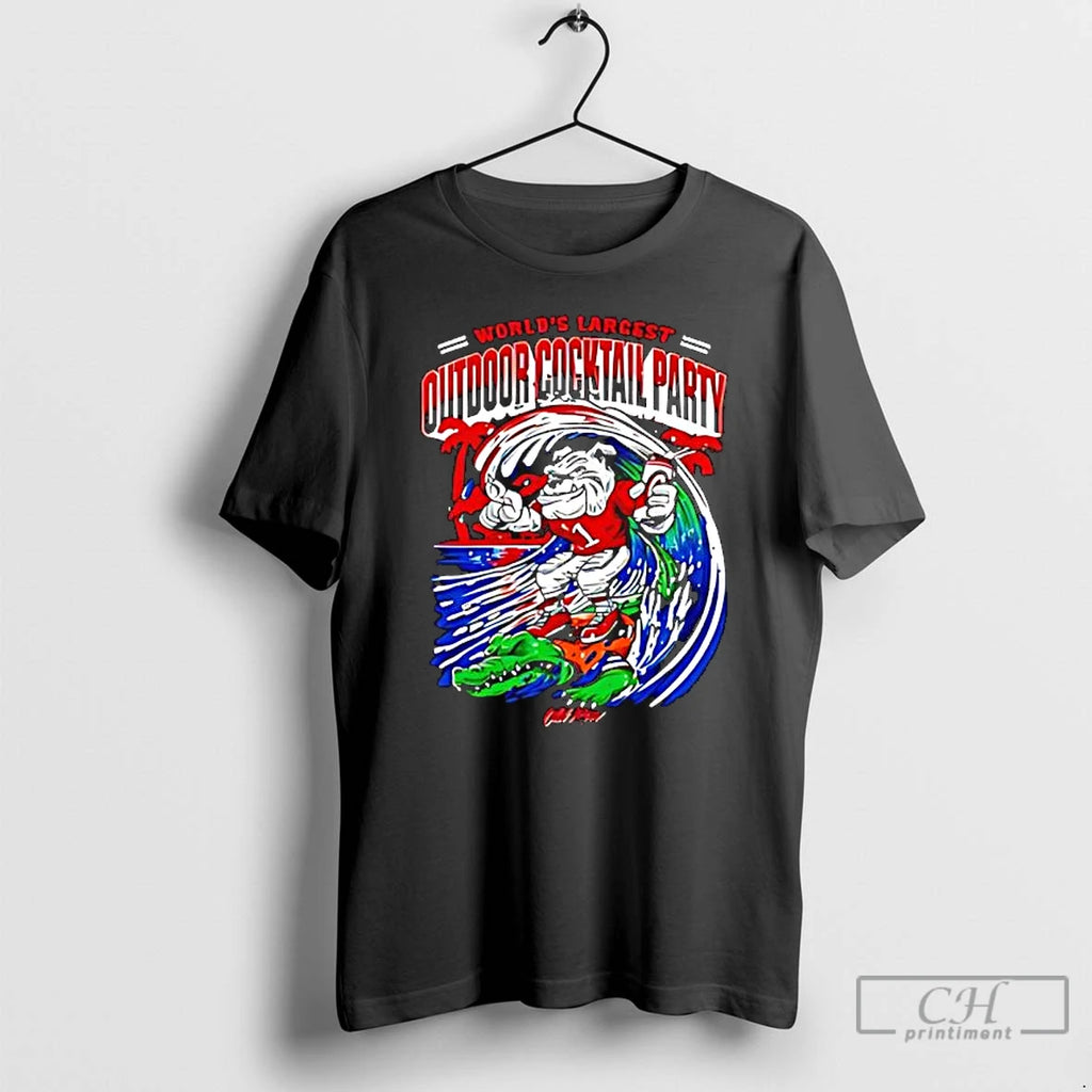 Premium Worlds Largest Outdoor Cocktail Party Georgia Bulldogs And Florida Gators College Mascots T Shirts Hoodie Sweatshirt