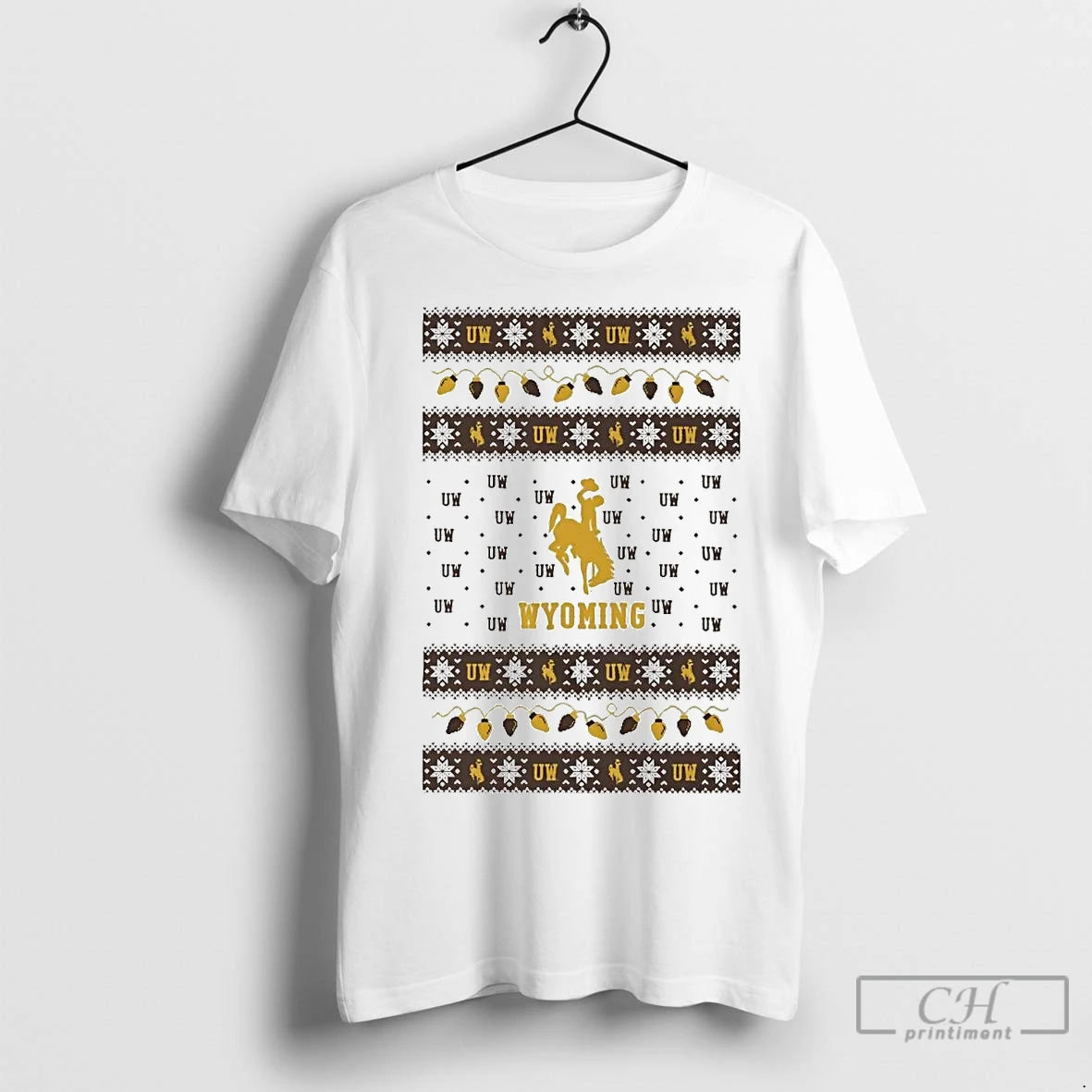Premium Wyoming Cowboys Ugly Christmas Light Shirt Hoodie Sweatshirt | PurePodTees.com