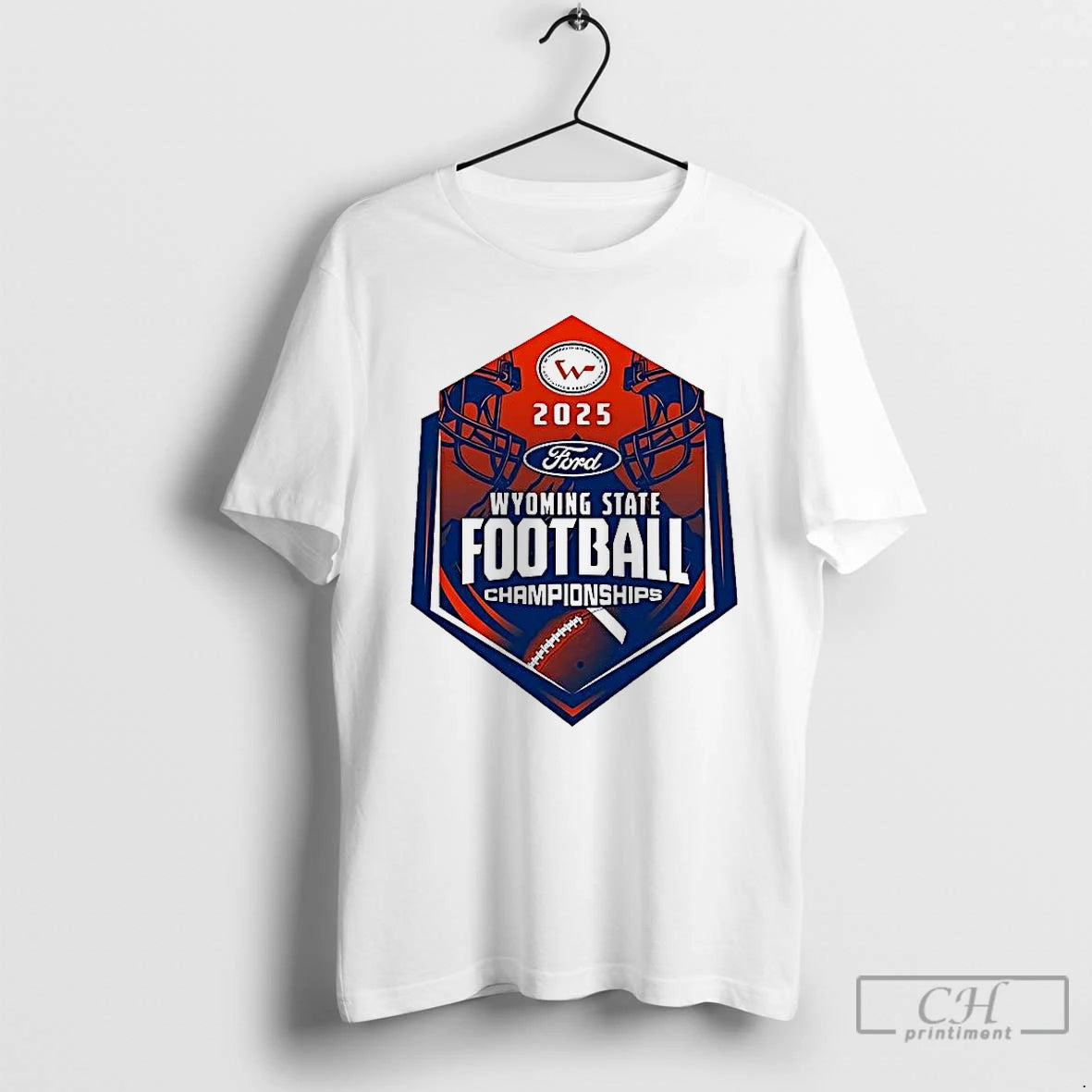 Premium Wyoming State Football Activities Association 2025 Championship Logo T Shirts Hoodie Sweatshirt | PurePodTees.com