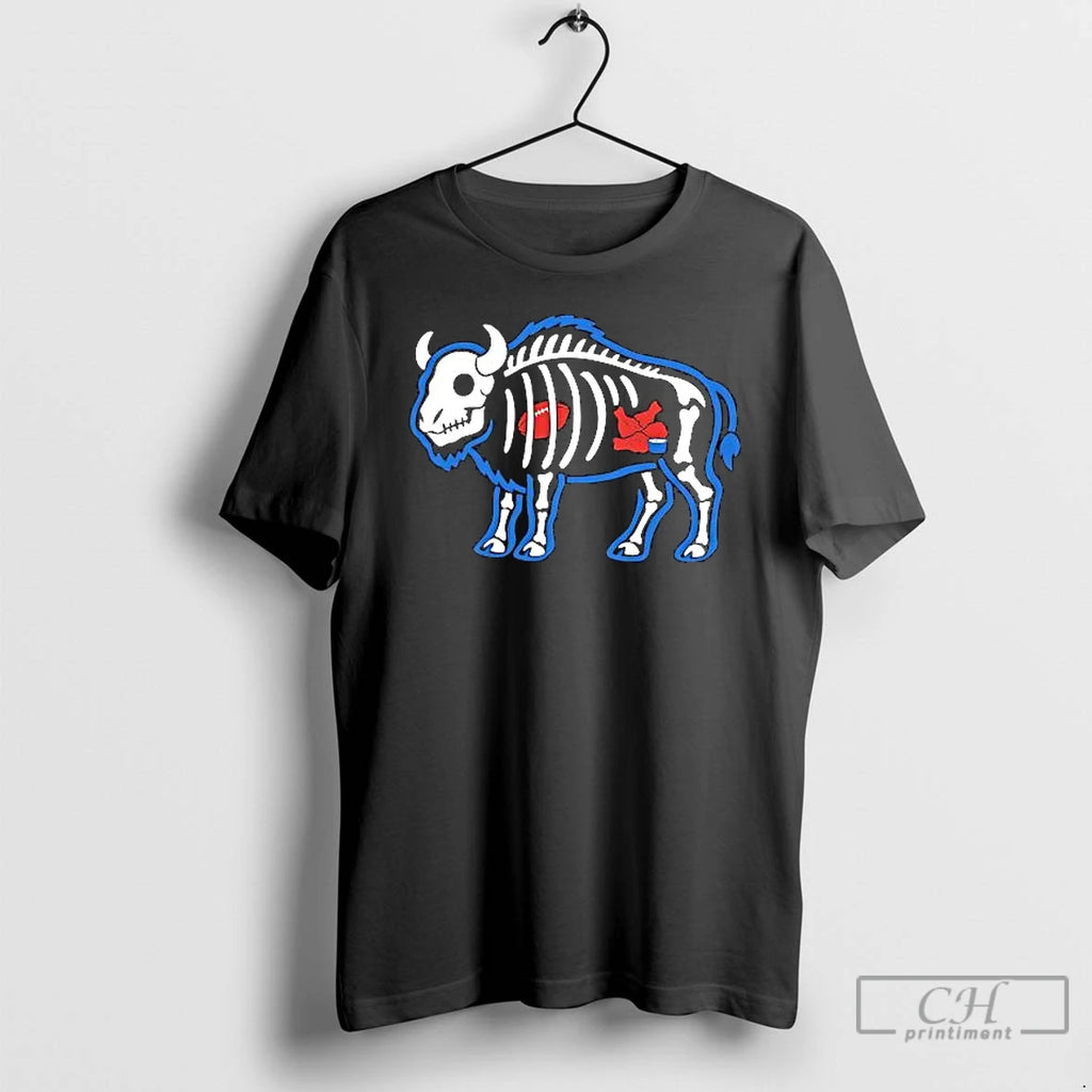 Premium X Ray Buffalo Skeleton With Football And Food T Shirts Hoodie Sweatshirt | PurePodTees.com