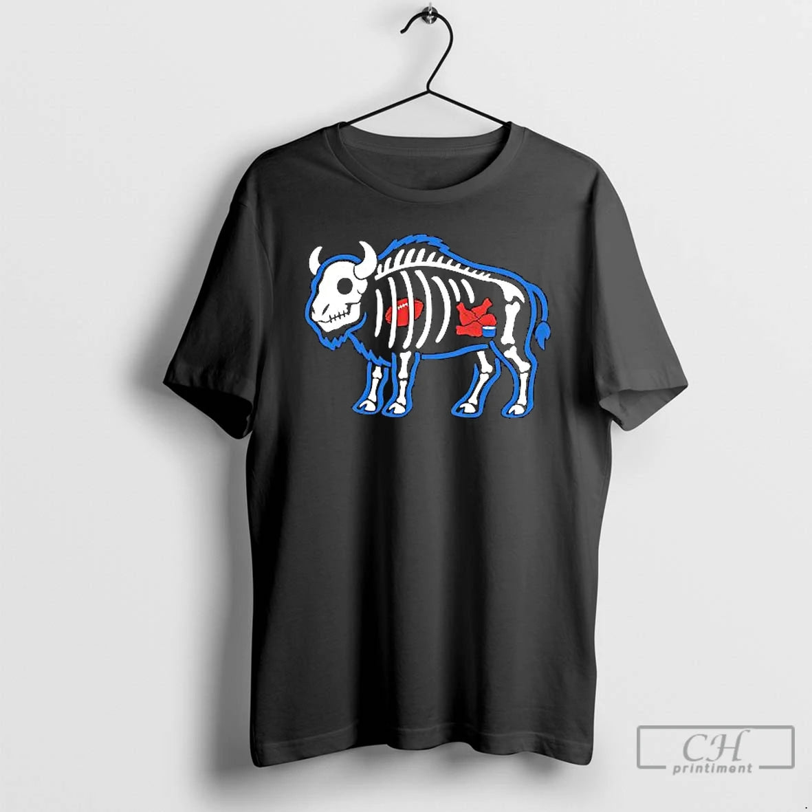 Premium X Ray Buffalo Skeleton With Football And Food T Shirts Hoodie Sweatshirt | PurePodTees.com