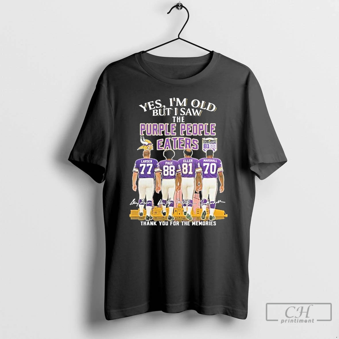 Premium Yes Im Old But I Saw Minnesota Vikings The Purple People Eaters Signatures Shirt Hoodie Sweatshirt | PurePodTees.com