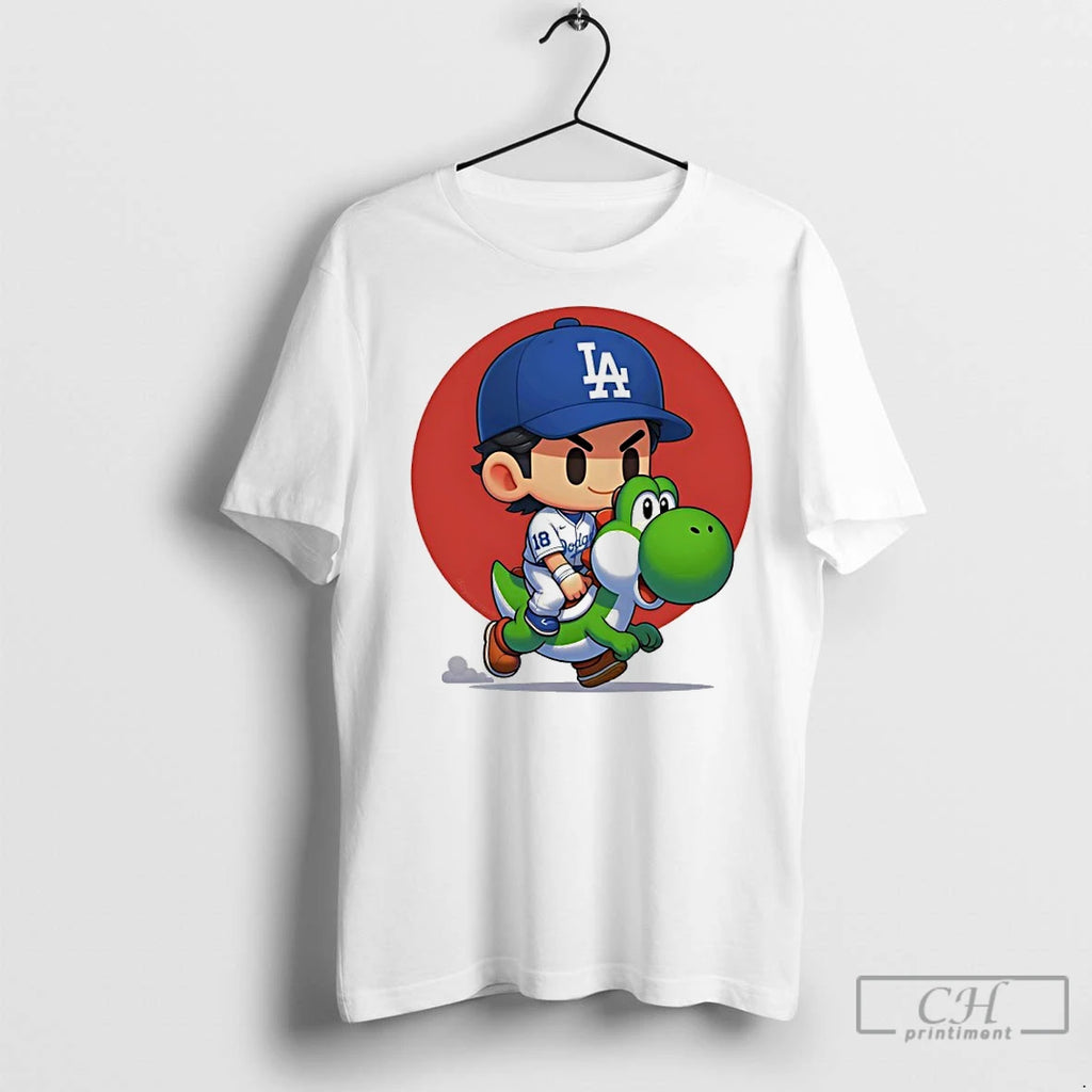 Premium Yoshi Yoshinobu Yamamoto Dinosaurs Los Angeles Dodgers Cartoon Shirt Hoodie Sweatshirt | PurePodTees.com