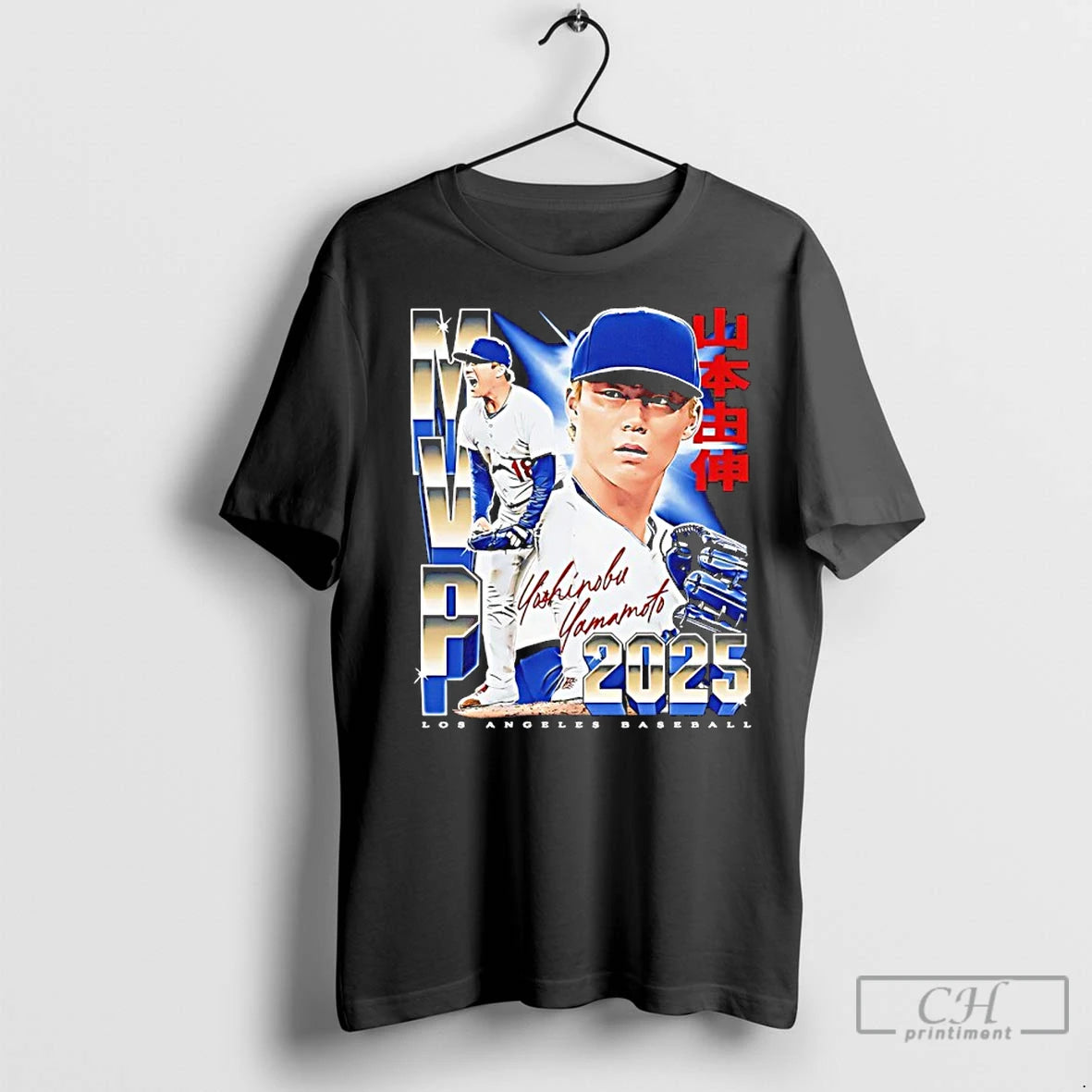 Premium Yoshinobu Yamamoto Los Angeles Dodgers 2025 Champs Mvp Autographed Shirt Hoodie Sweatshirt | PurePodTees.com