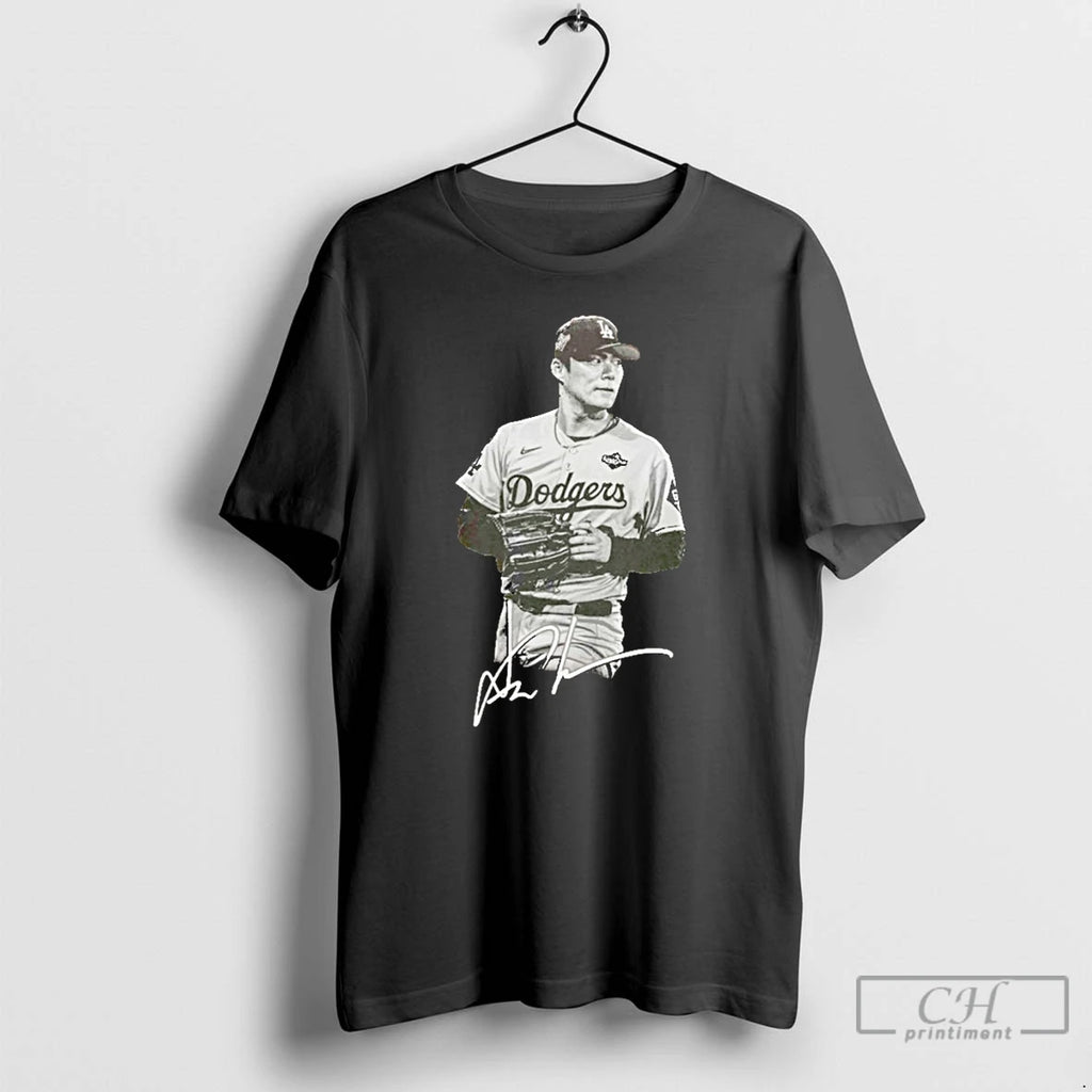 Premium Yoshinobu Yamamoto Los Angeles Dodgers Mlb World Series Champions 2025 Signature Vintage T Shirts Hoodie Sweatshirt