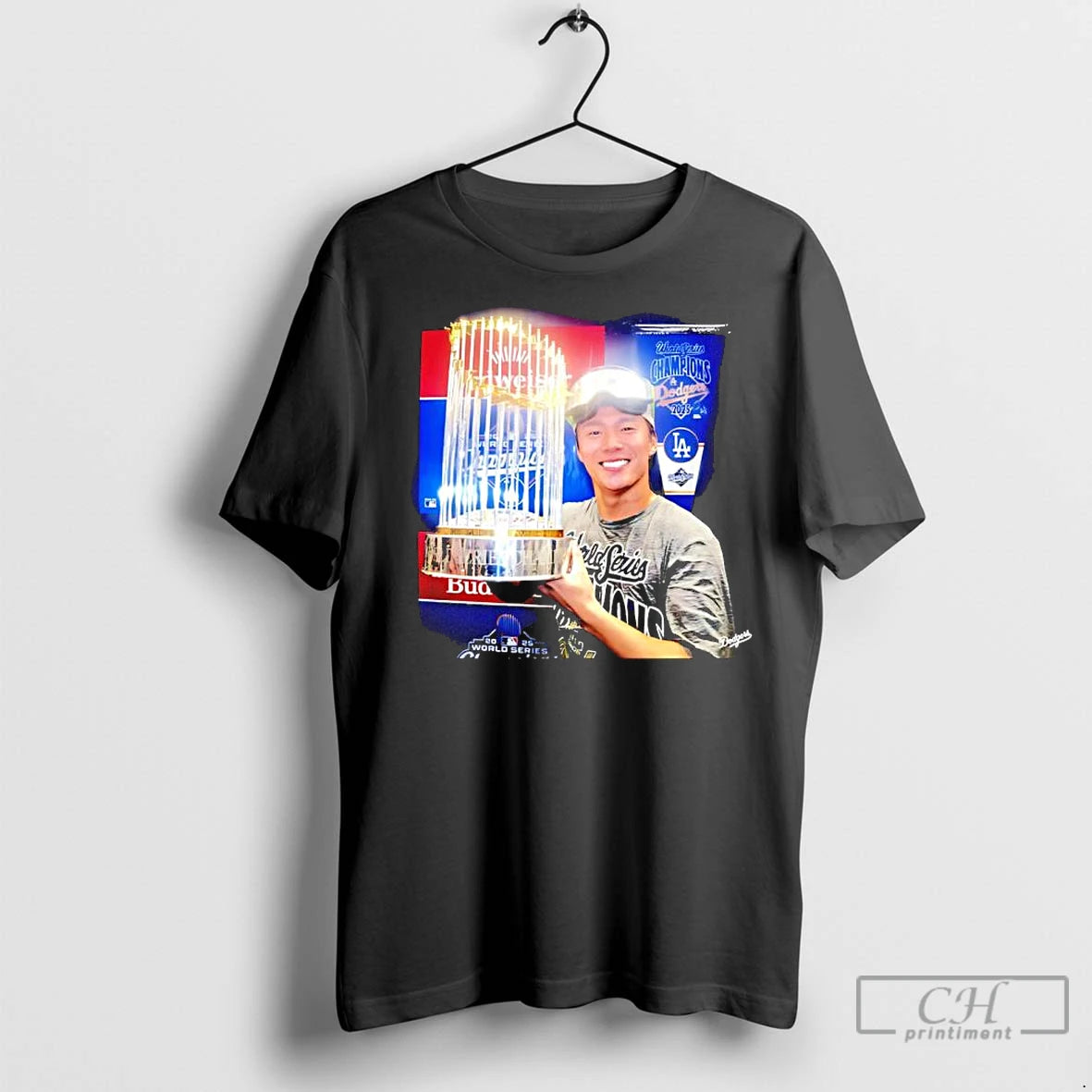 Premium Yoshinobu Yamamoto With Trophy World Series Win 2025 Shirt Hoodie Sweatshirt | PurePodTees.com