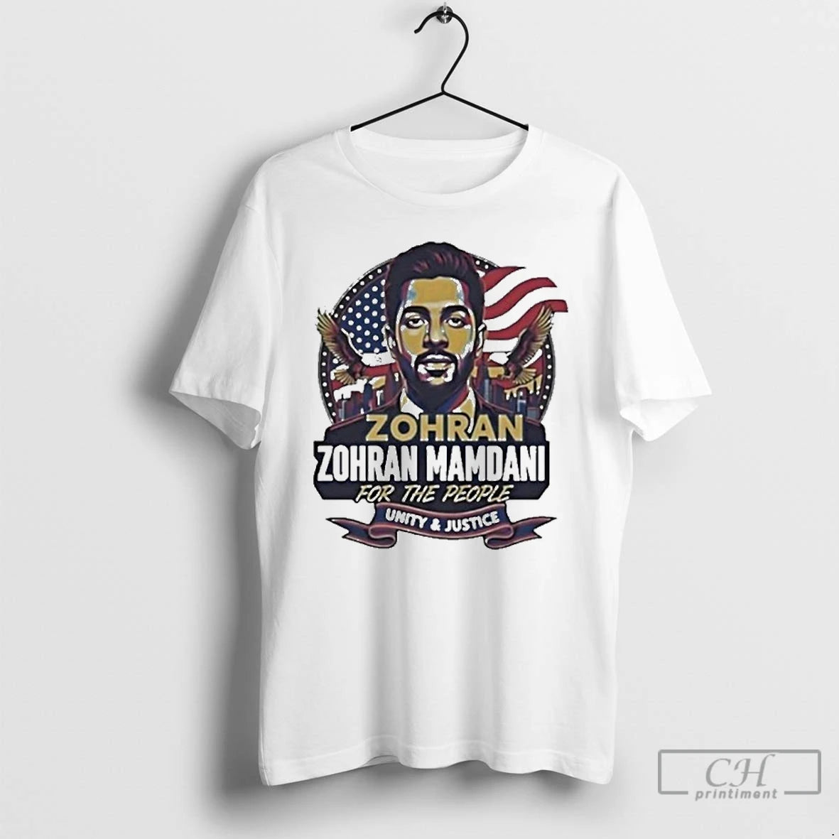 Premium Zohran Mamdani For The People Unity And Justice Usa Flag Retro T Shirts Hoodie Sweatshirt | PurePodTees.com