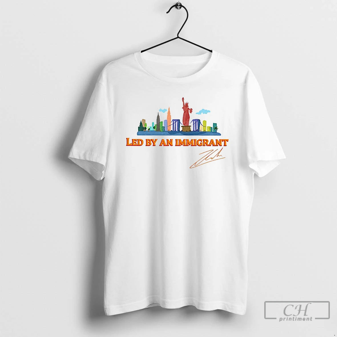 Premium Zohran Mamdani New York City Led By An Immigrant Signature T Shirts Hoodie Sweatshirt | PurePodTees.com